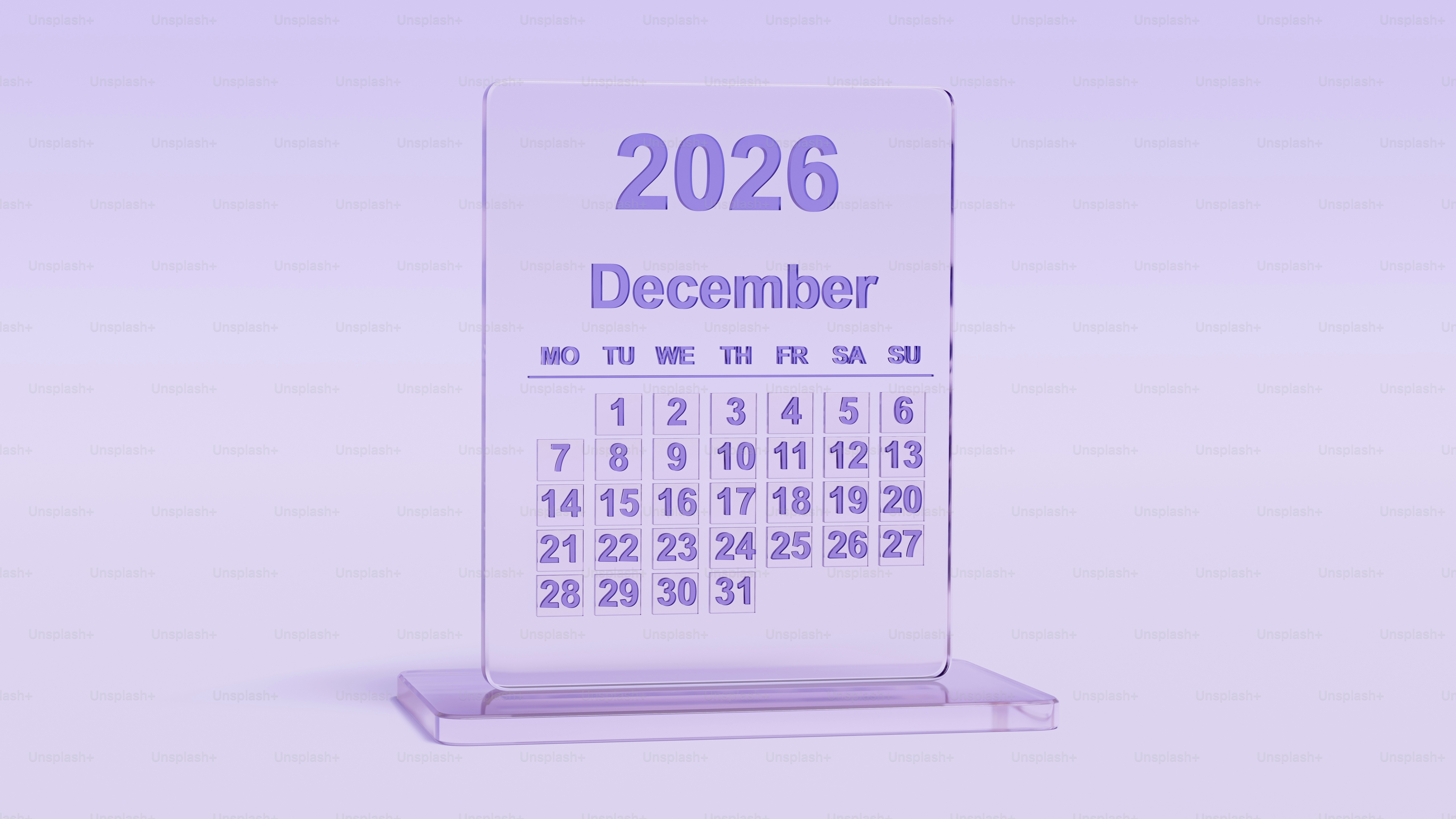 Ein übersichtlicher Kalender mit Blick auf den Dezember 2026
