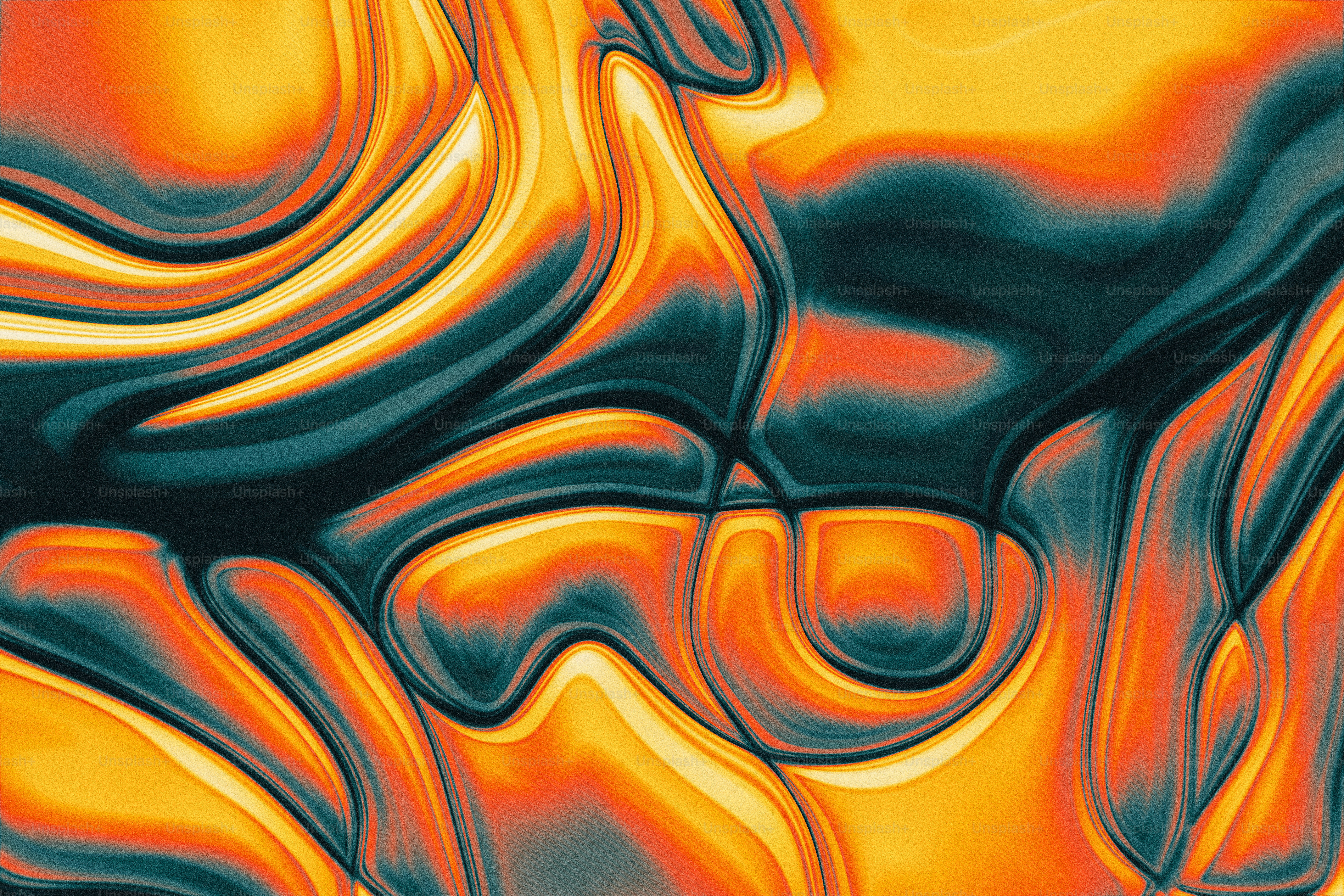 オレンジ、緑、紫の抽象的な渦巻き絵。の写真 – Unsplashの要約の無料画像