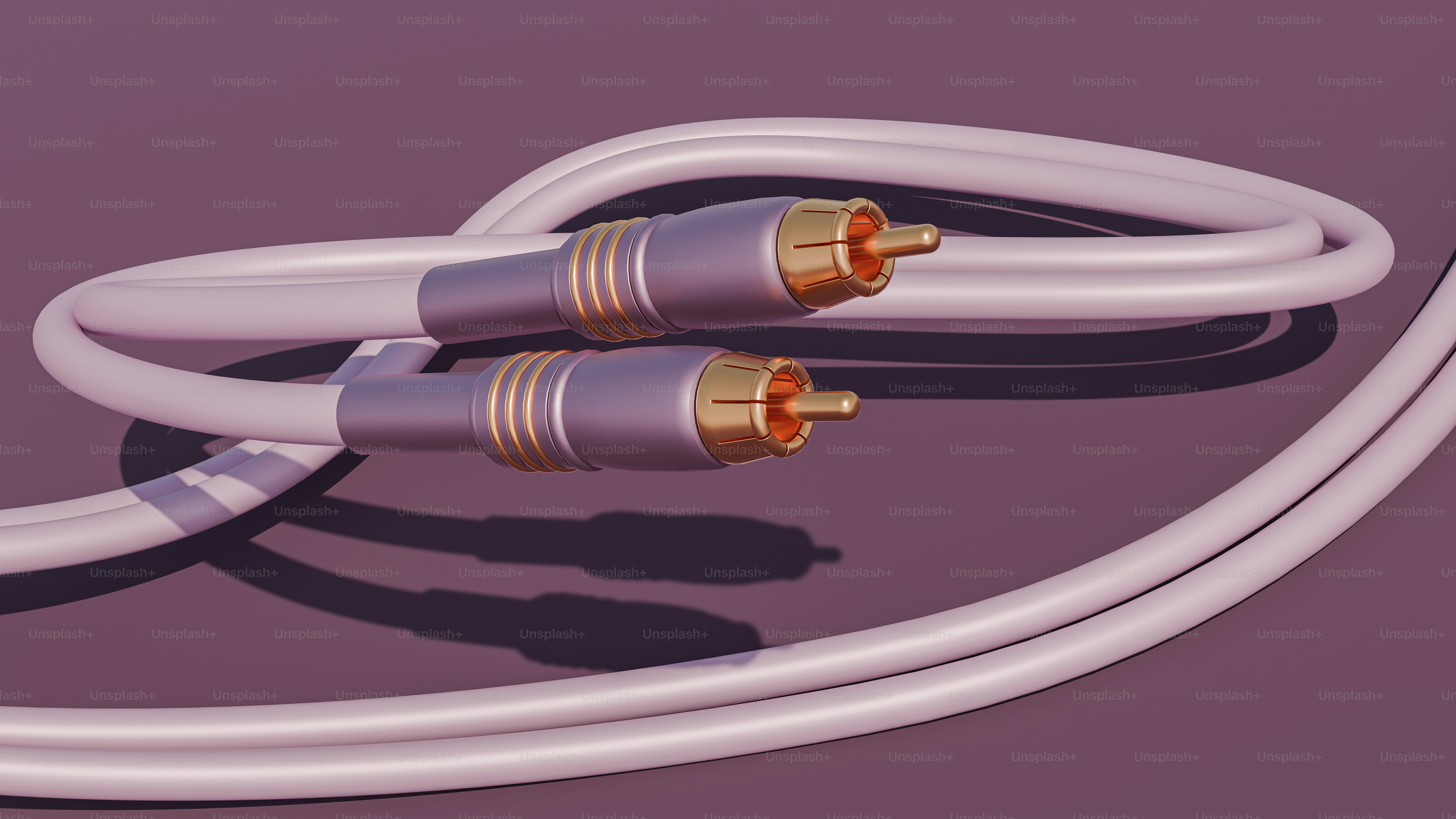 Dois cabos rca brancos com conectores dourados