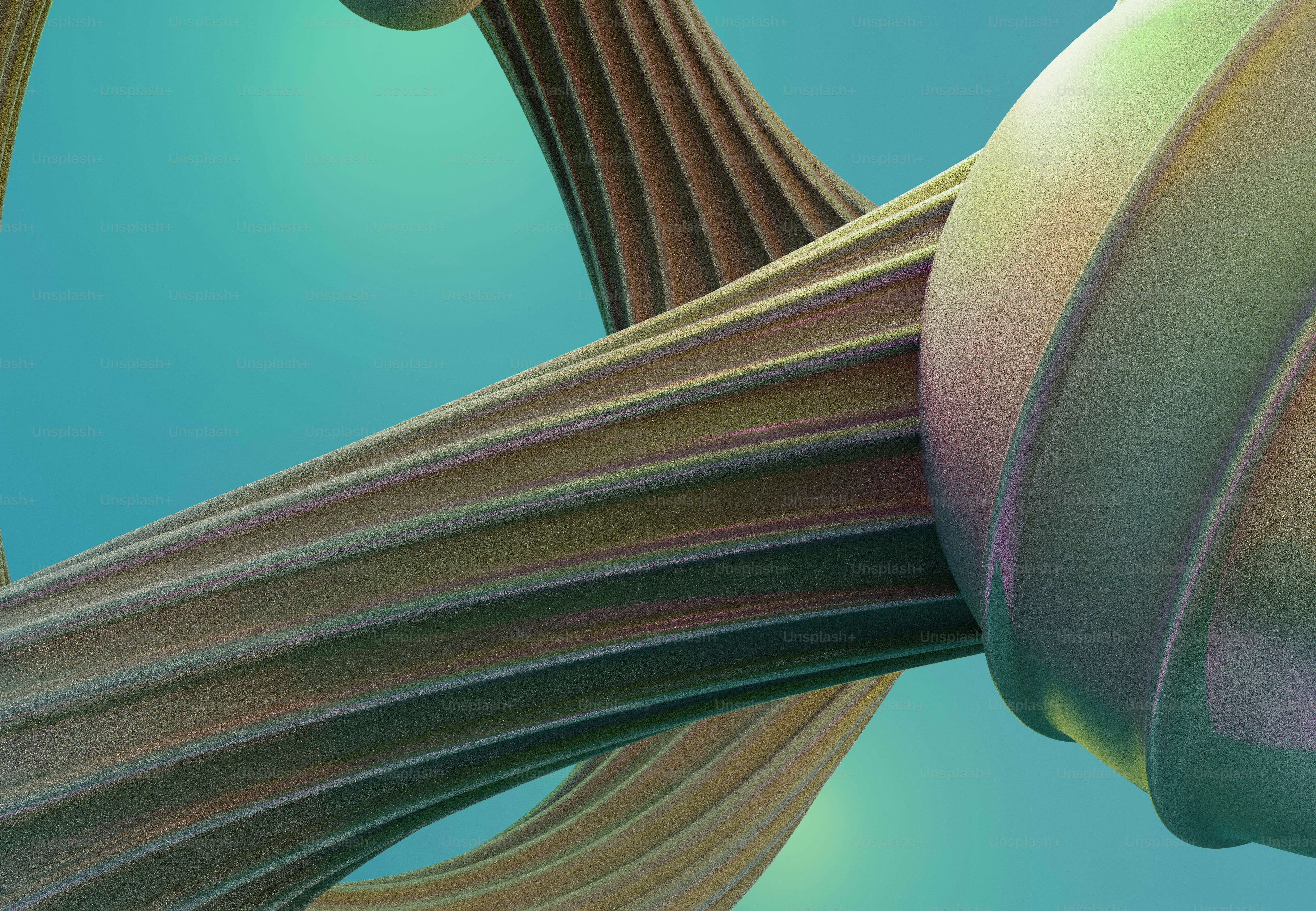 Abstrakte, strukturierte braune und blaugrüne Formen verflechten sich