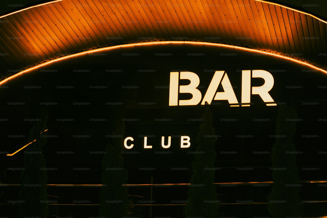 Bar club sign with warm lighting