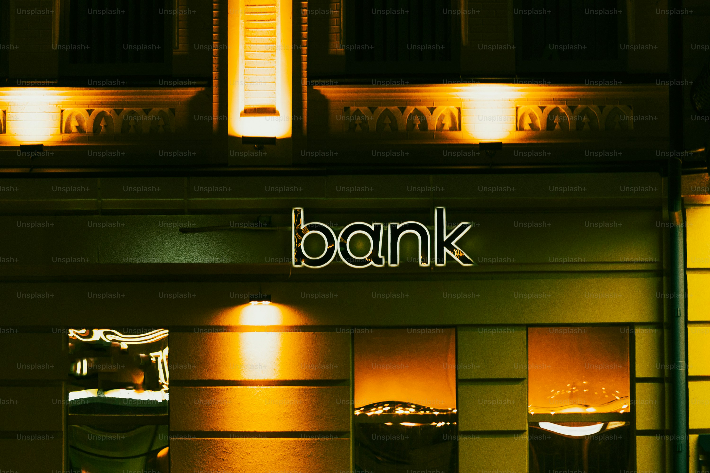 Neon bank sign