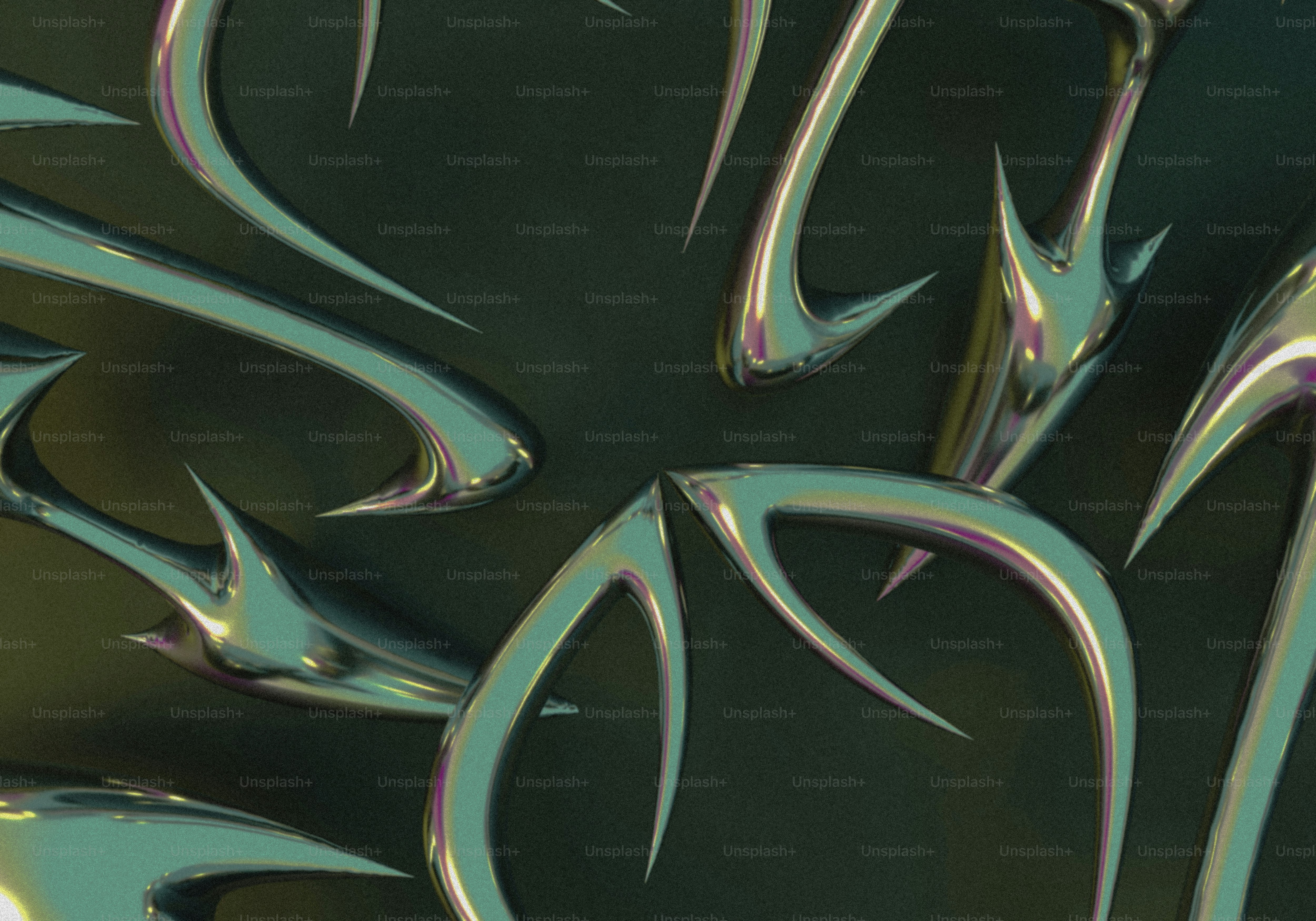 Abstract metallic shapes with sharp points