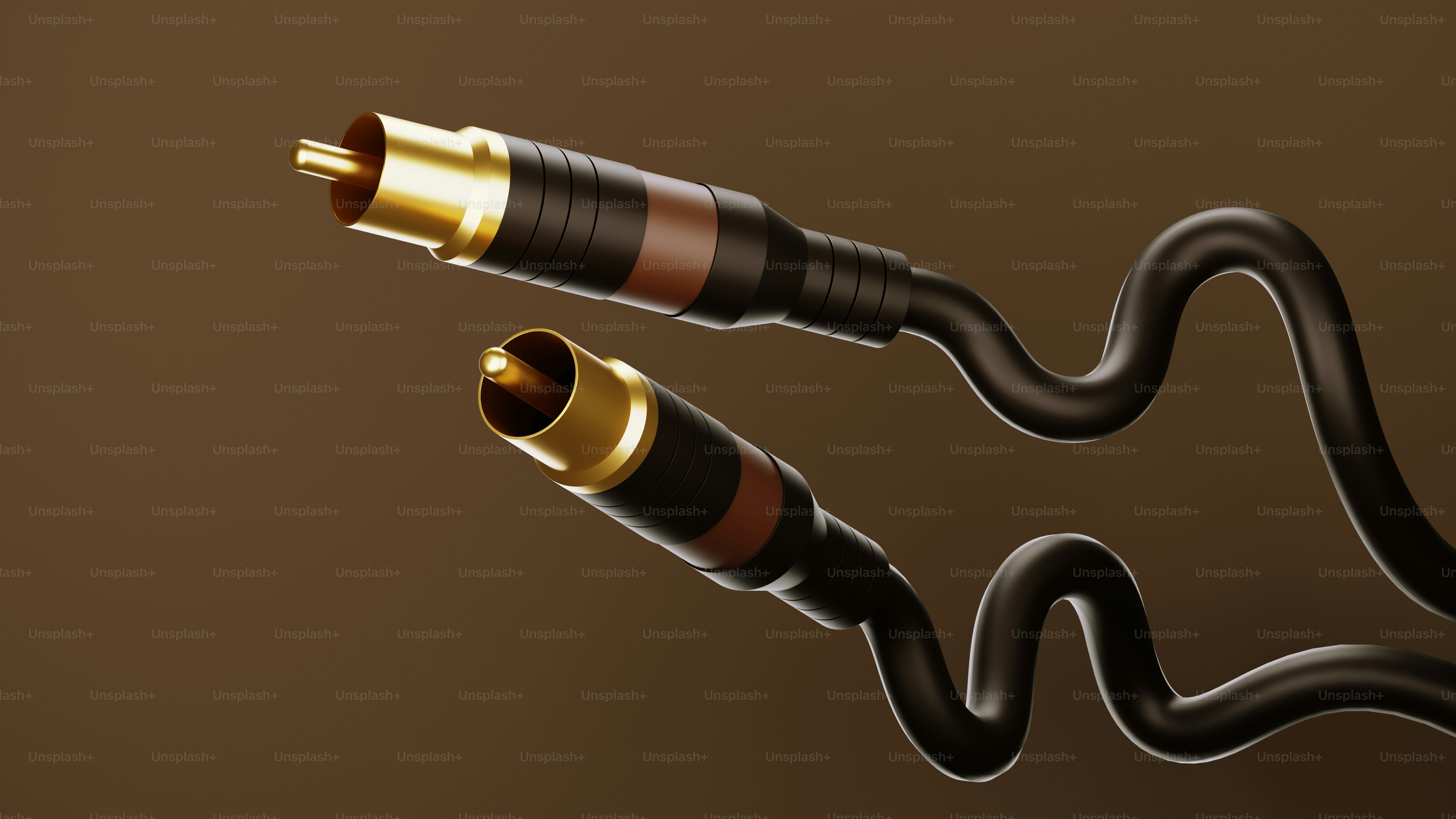 Two audio cables with gold-plated connectors