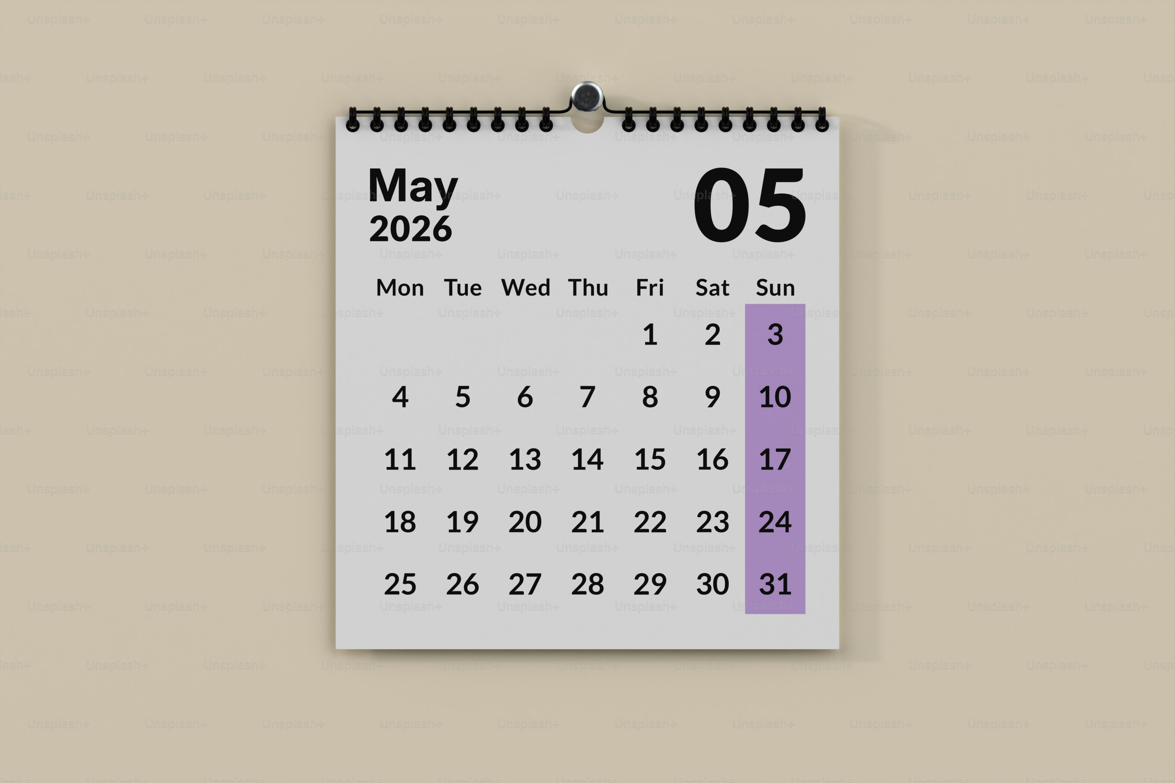 Página del calendario mayo 2026 con fechas destacadas.