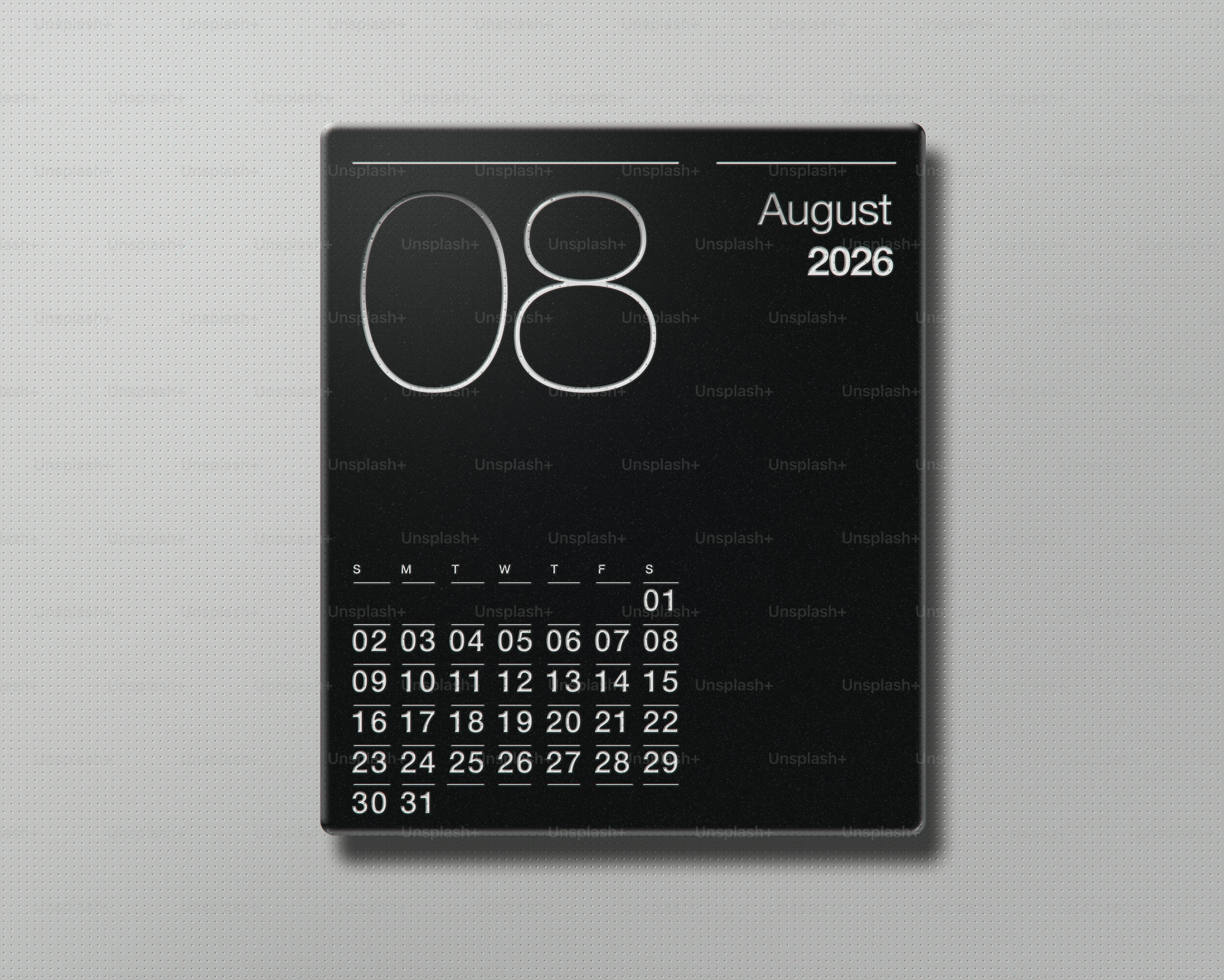 August 2026 calendar displayed on black background photo ...