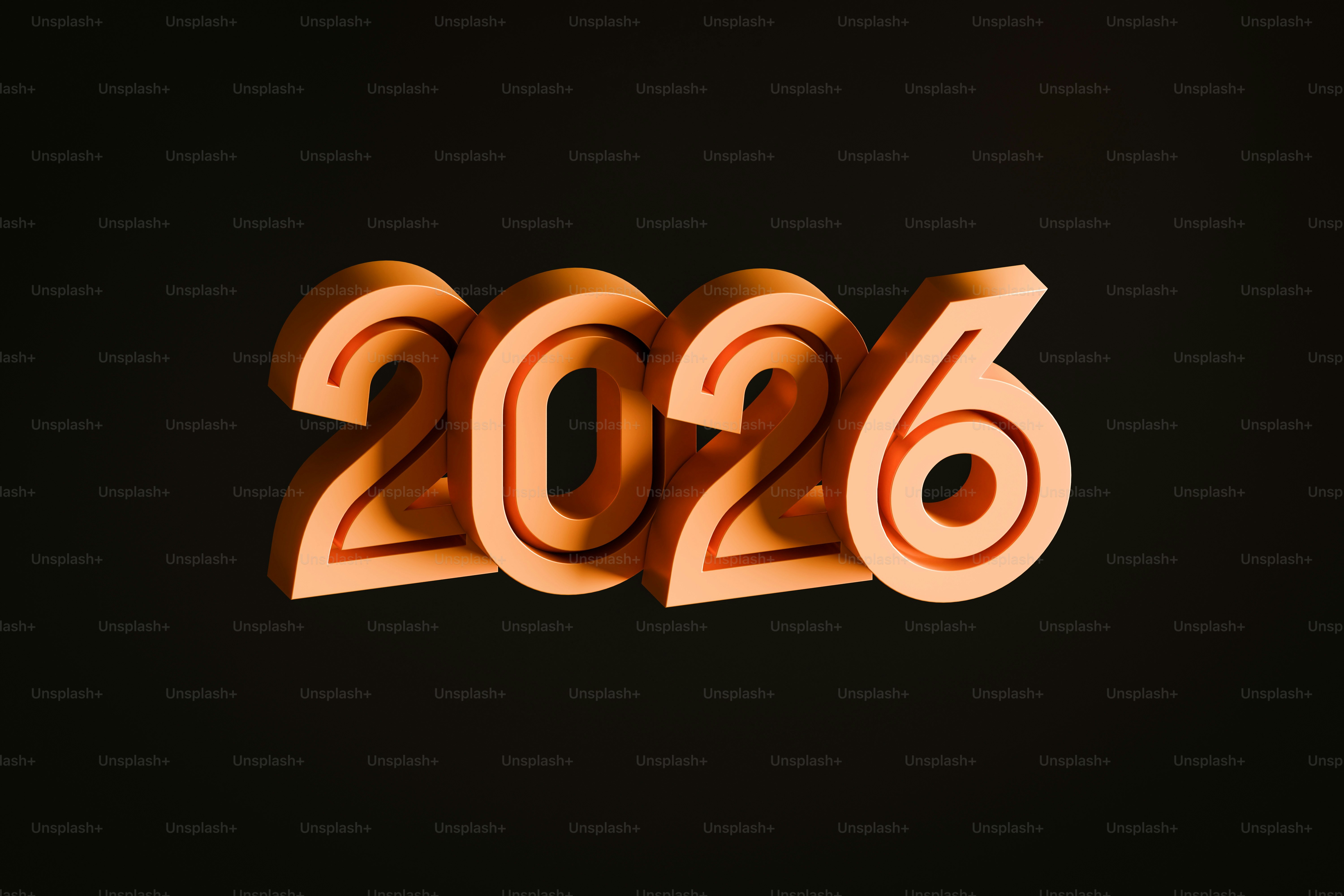 3D copper numbers forming the year 2026