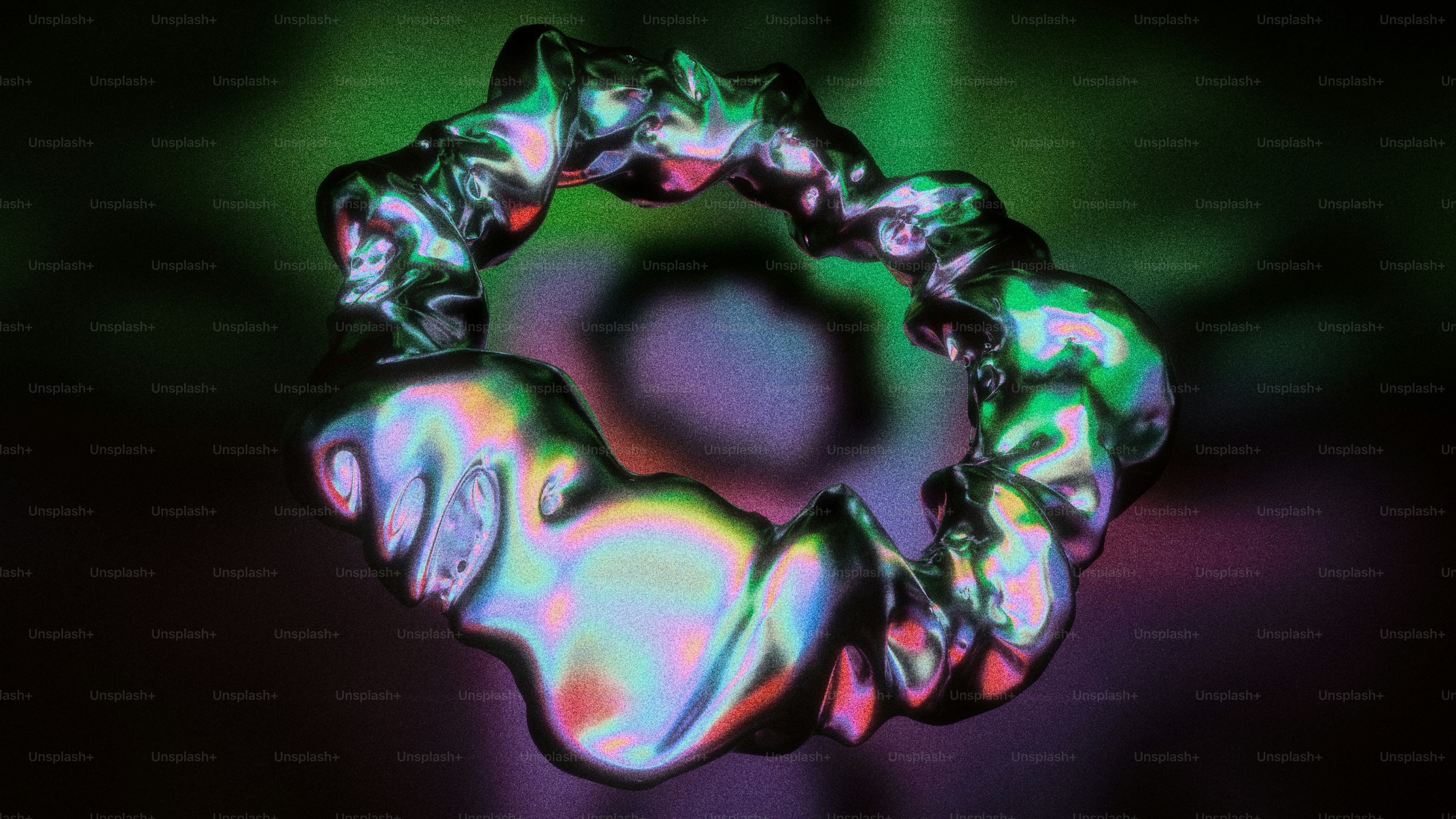 Iridescent ring with colorful abstract background