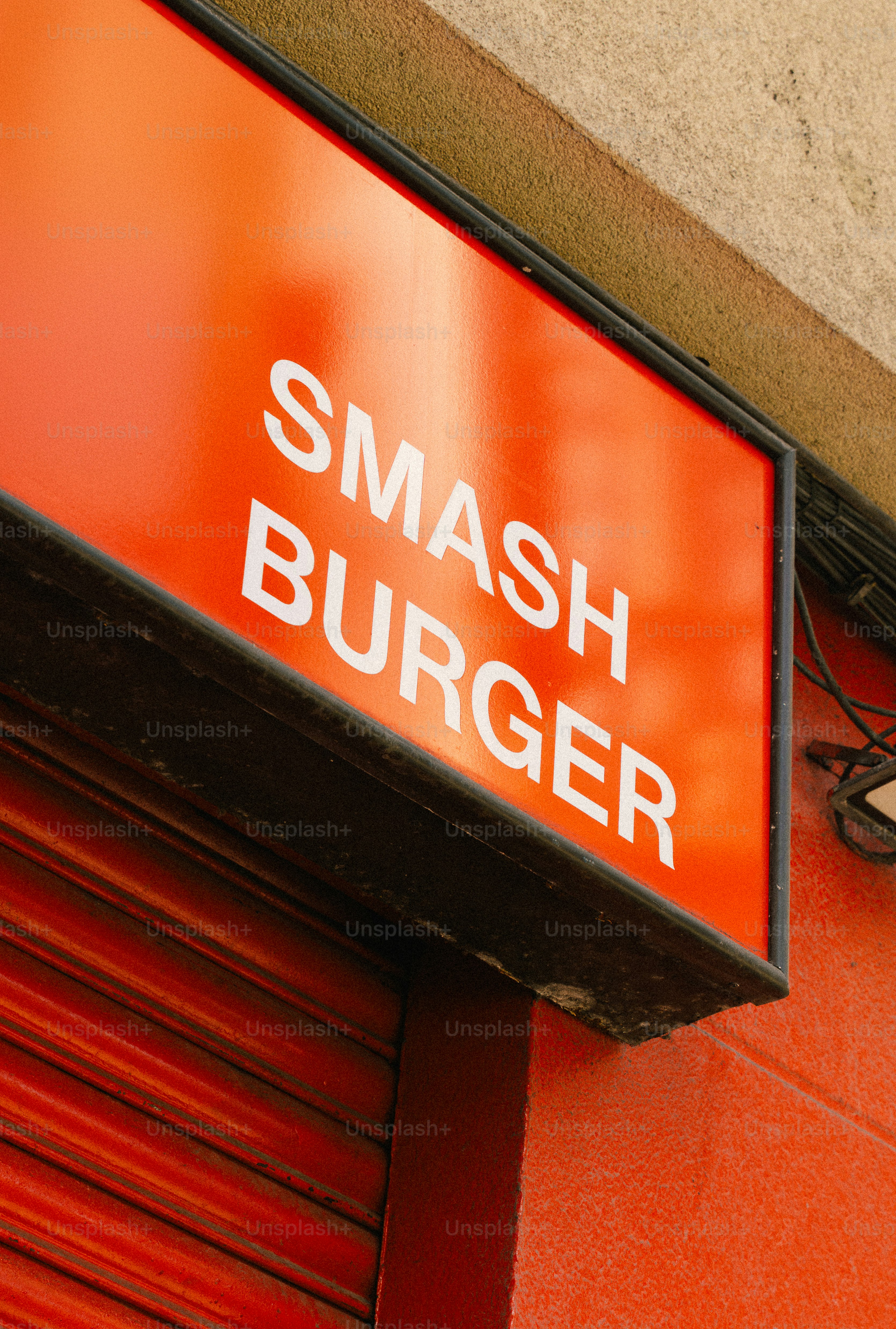 Smash burger sign on a red building