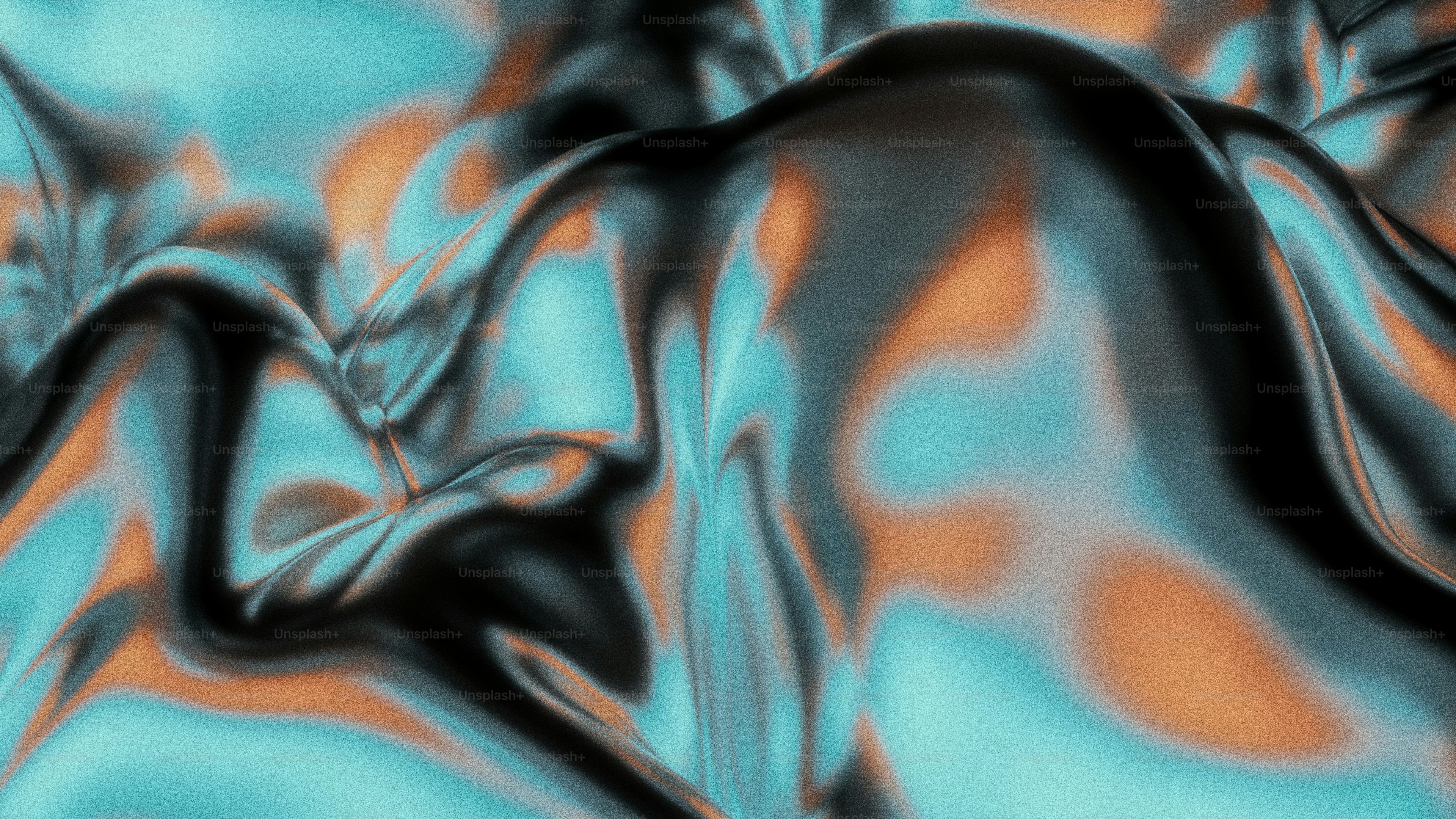Abstract metallic surface with teal and orange hues
