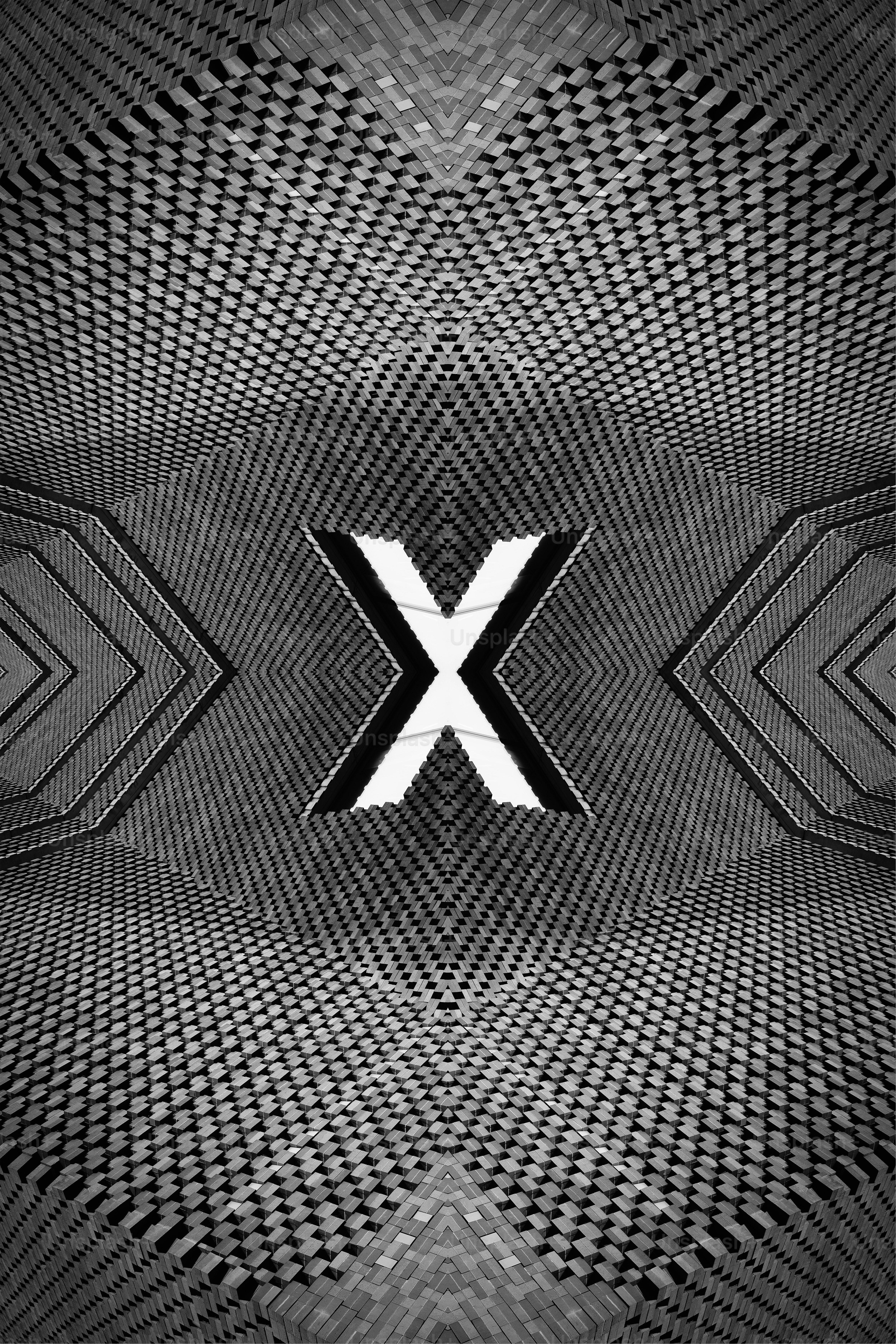 Symmetrical abstract pattern with a central white x