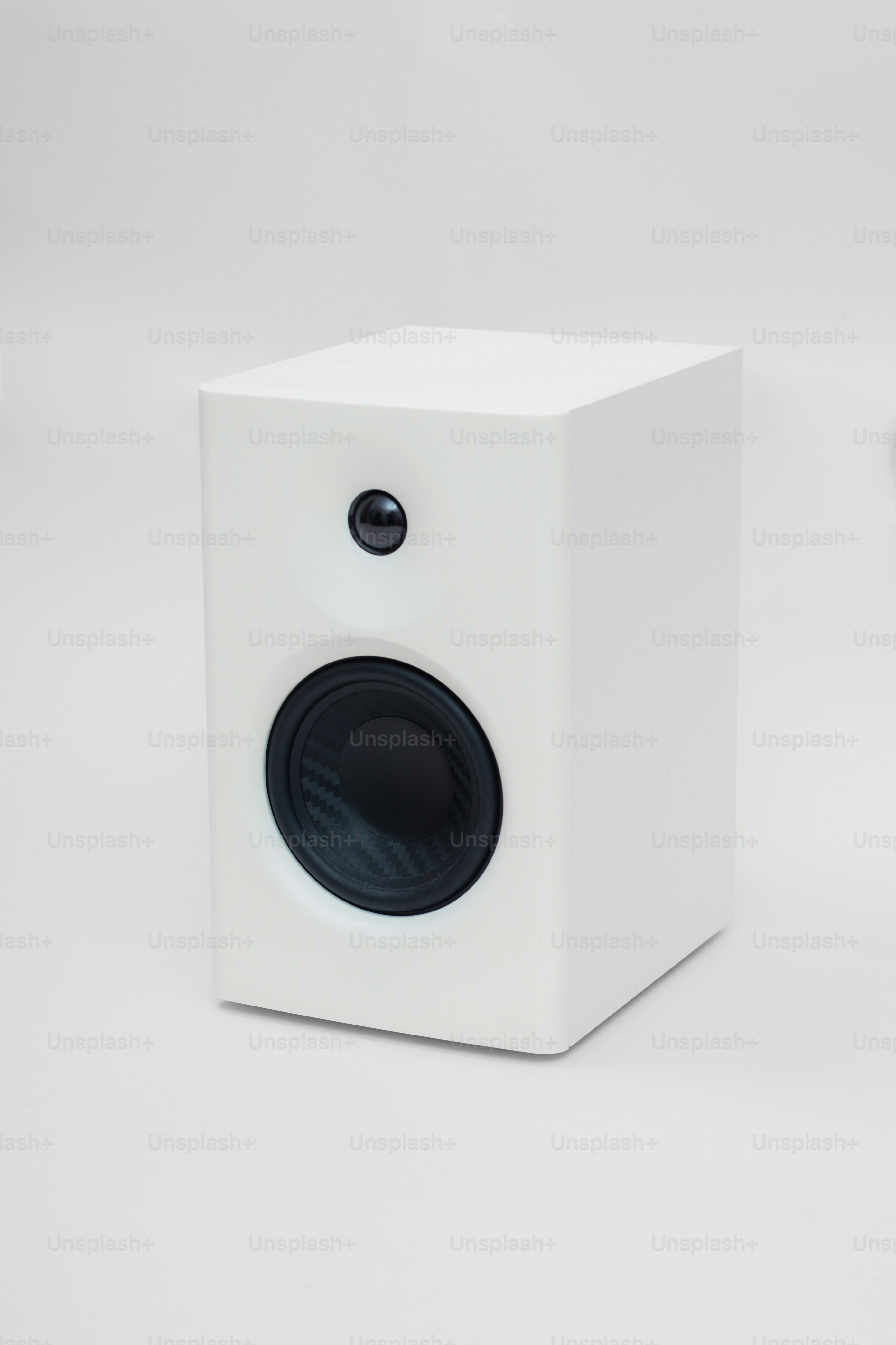 A white speaker on a white background