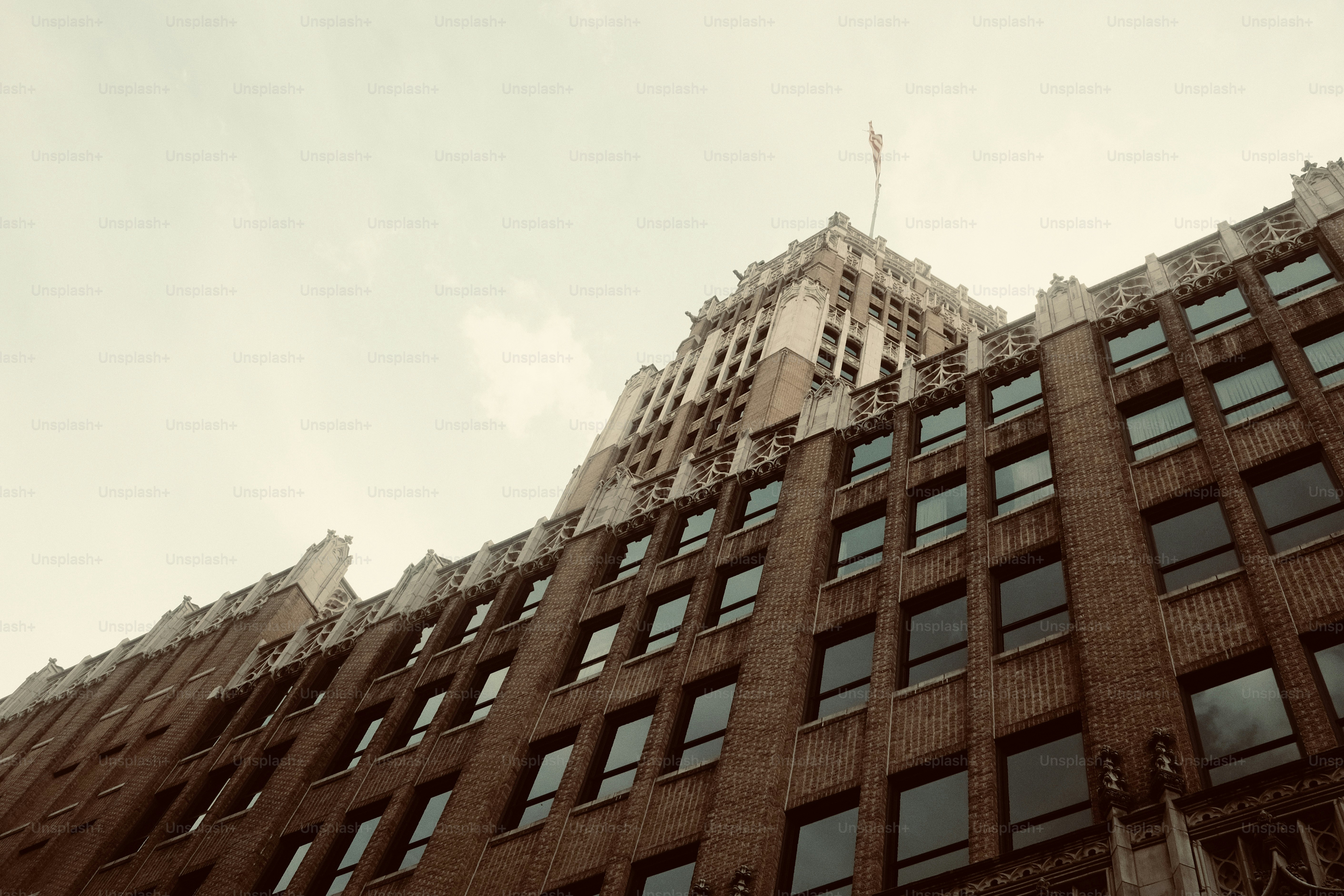 Low angle view of a tall brick building