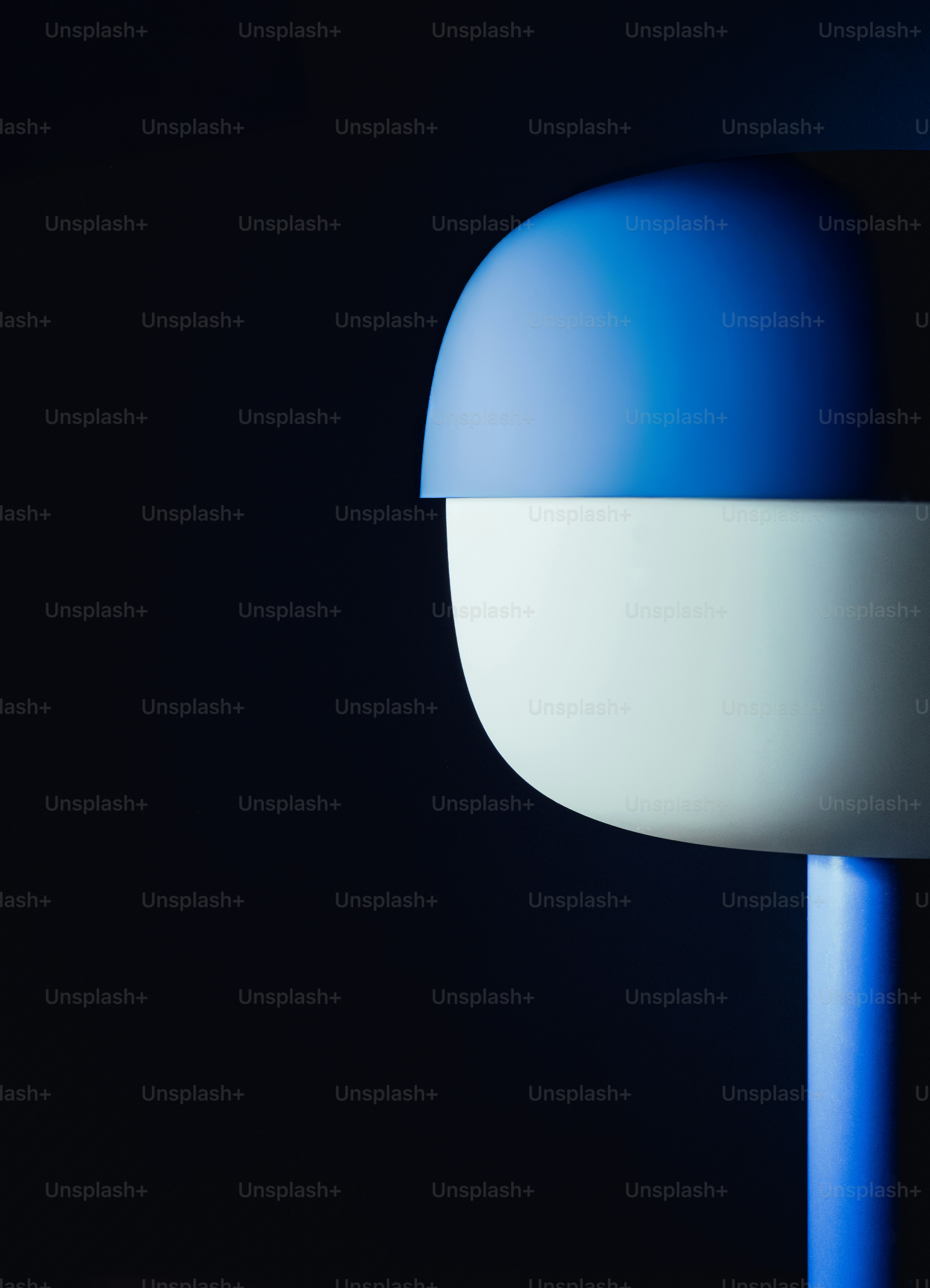 Modern lamp with blue and white accents