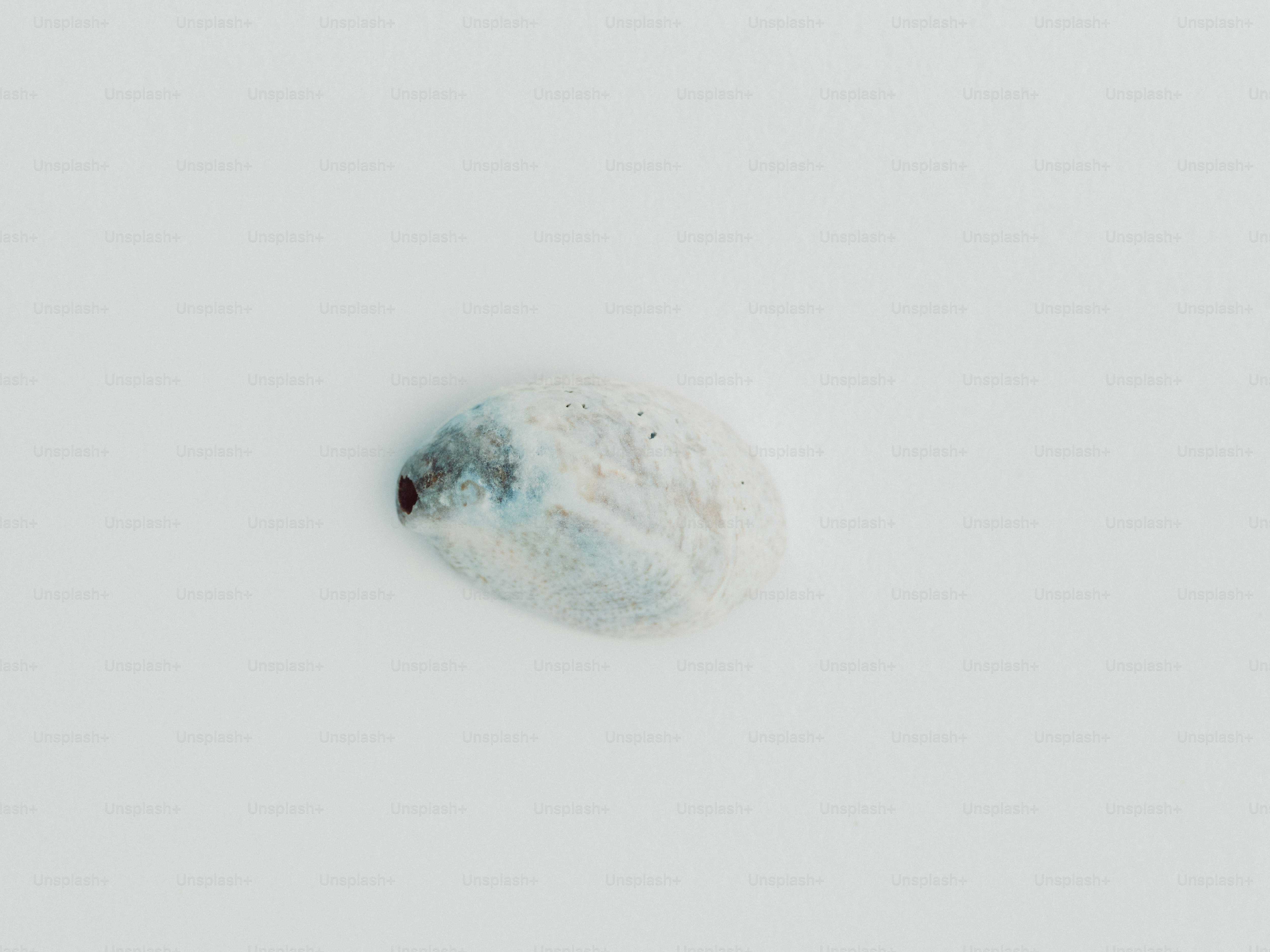 Un piccolo oggetto bianco sfocato con segni blu