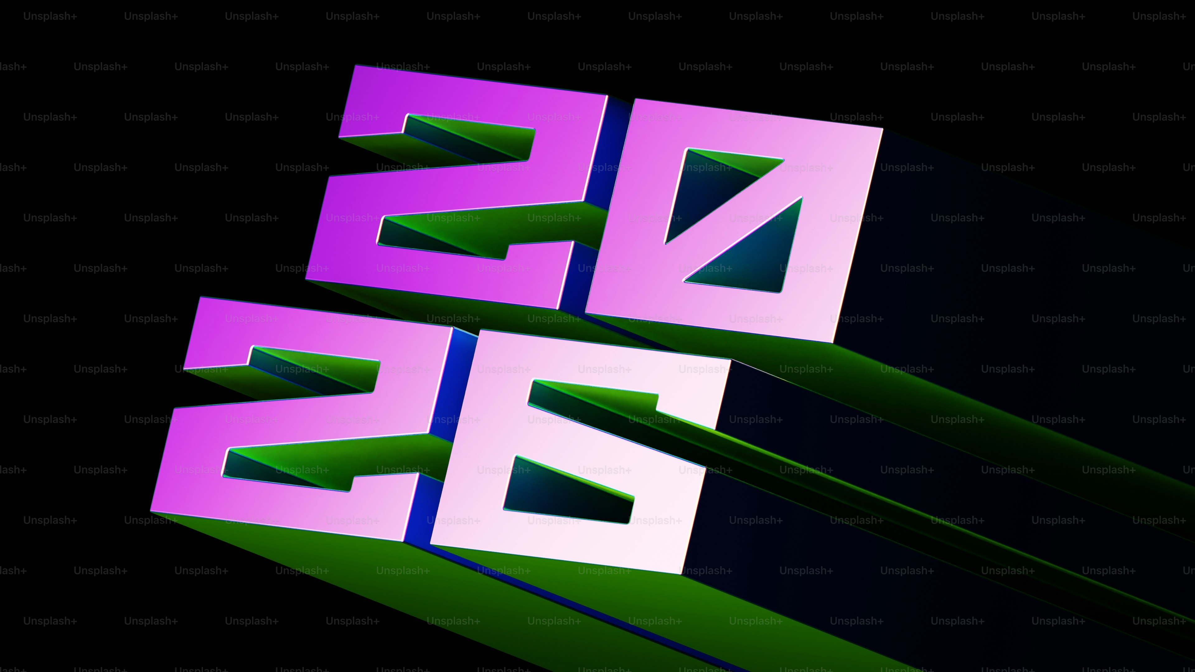 3D-Zahlen 2026 mit lila und grünem Farbverlauf