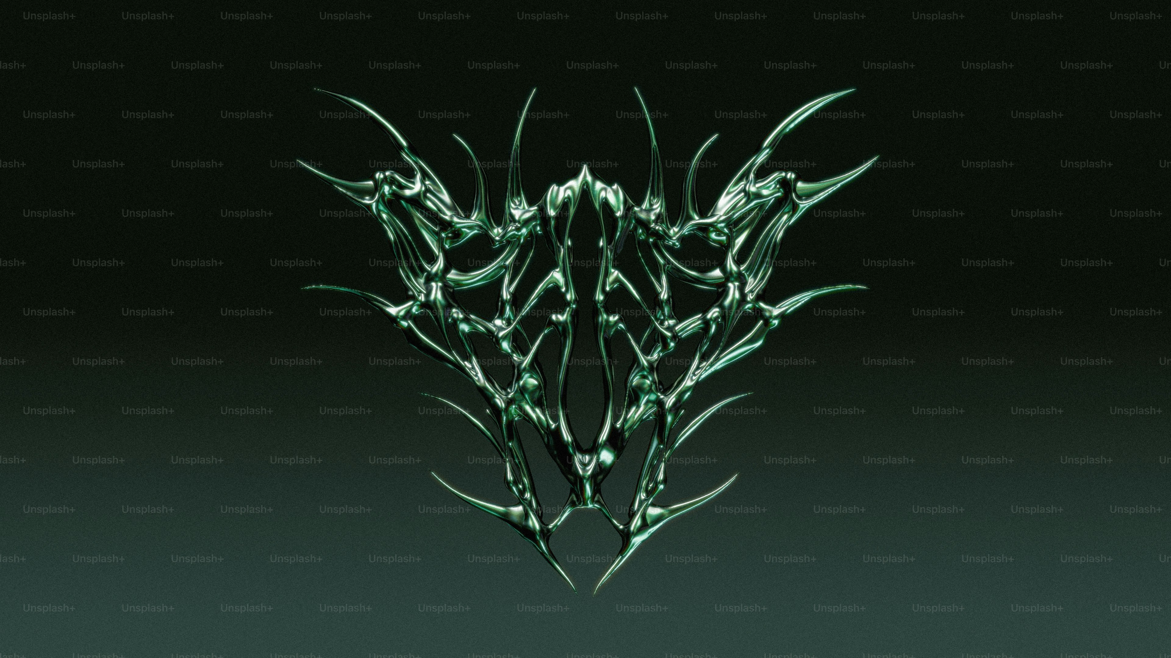 暗い背景に複雑な金属製のエイリアンのような構造