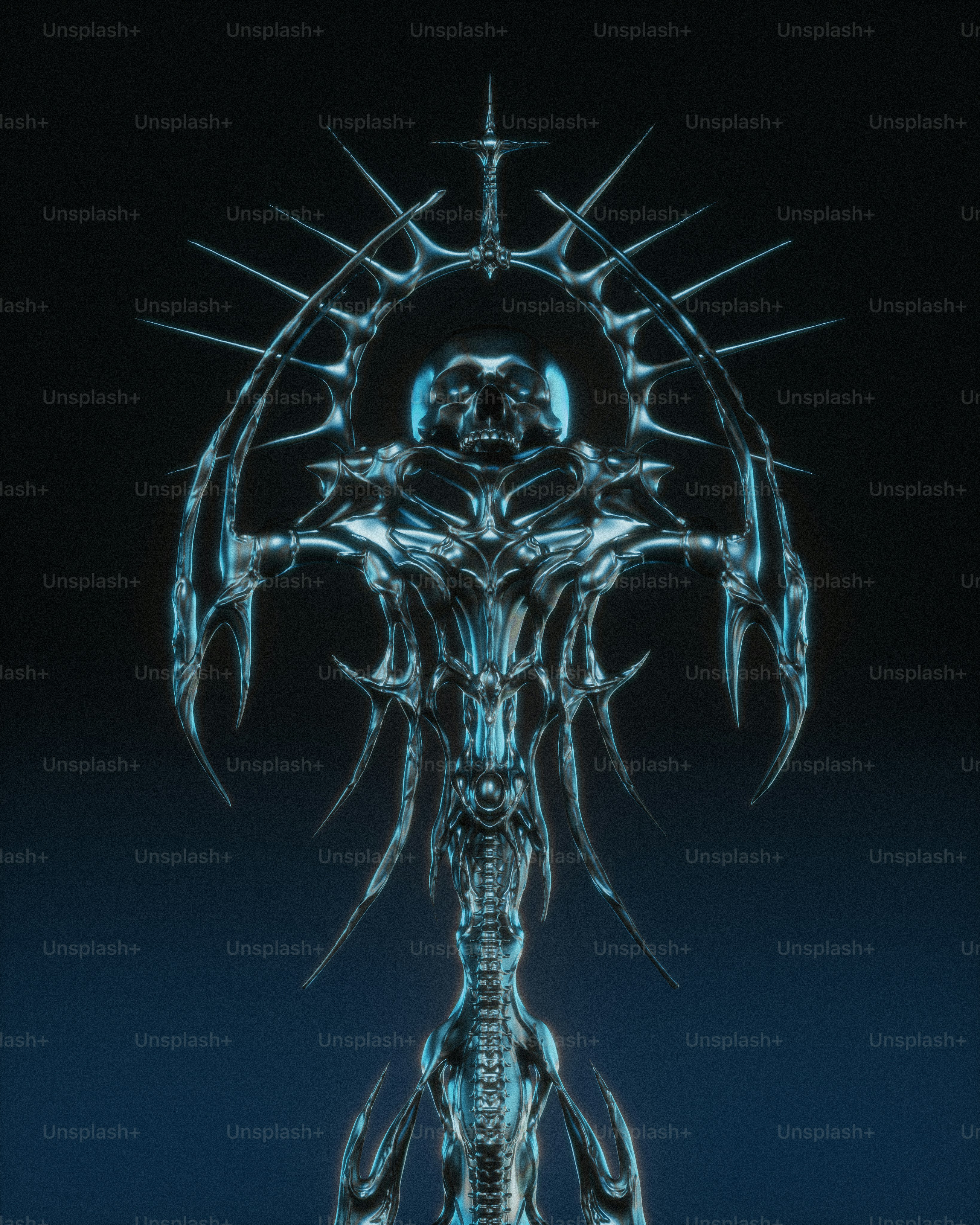 ハローのある金属製の骨格像