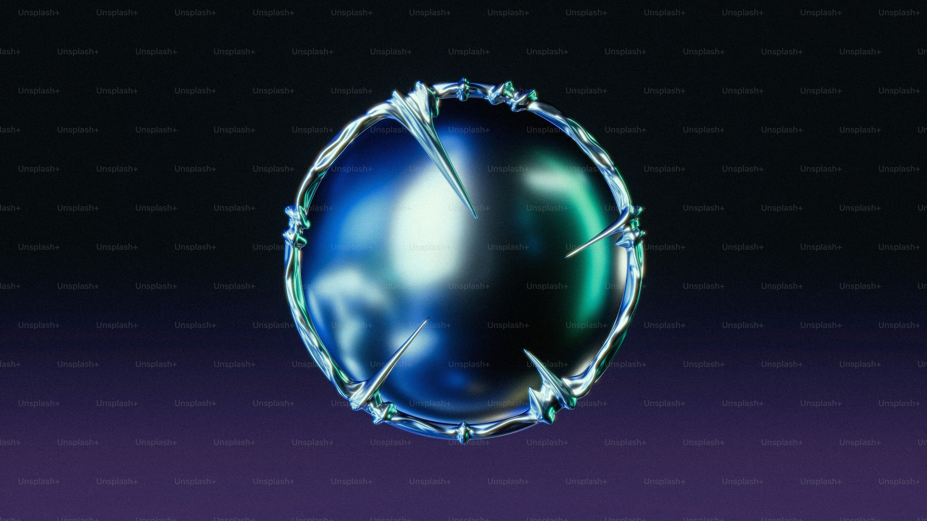 暗い背景に氷のような質感を持つ光る球体