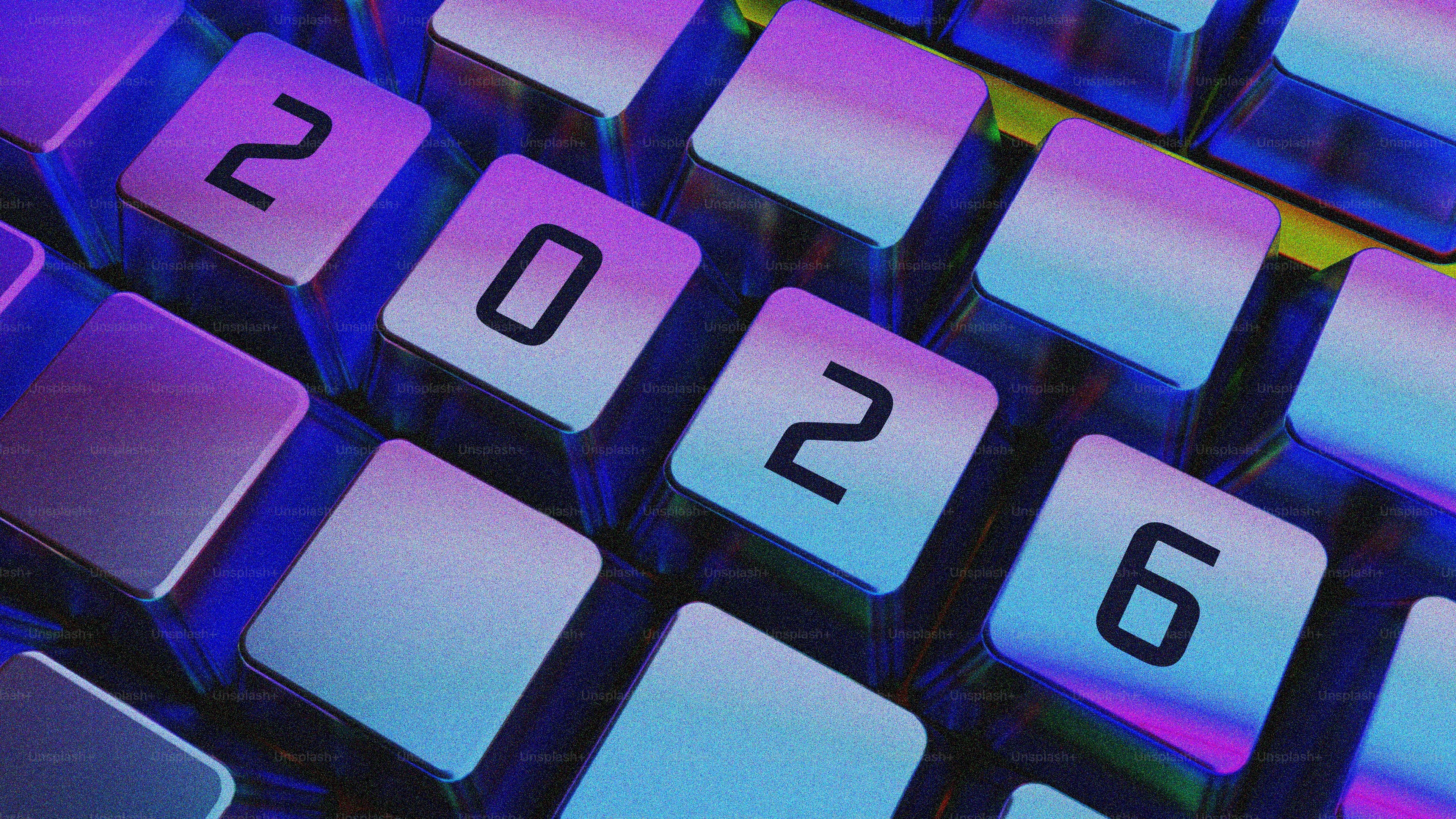 Tombol keyboard yang menampilkan tahun 2026