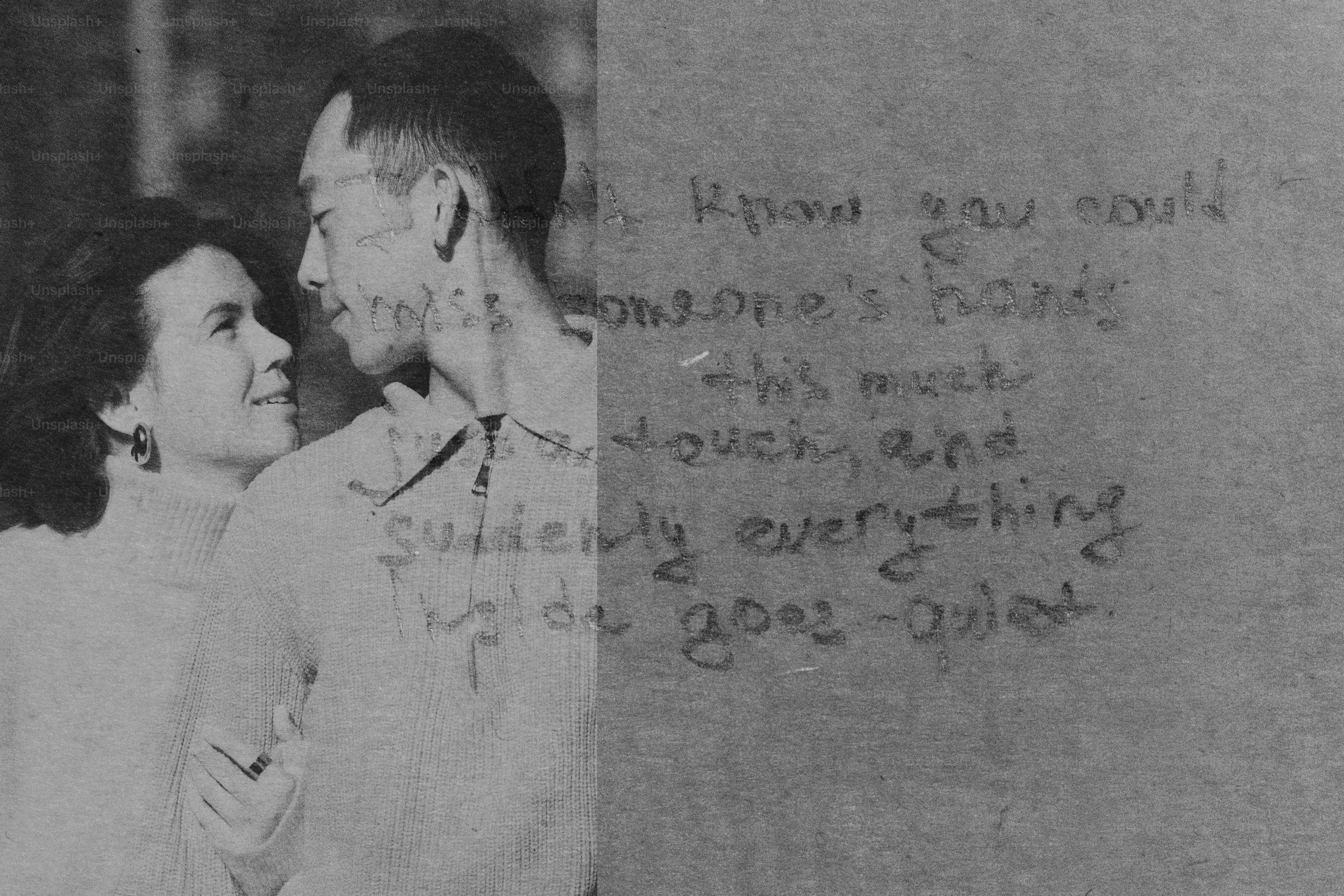 Couple looking at each other next to handwritten note