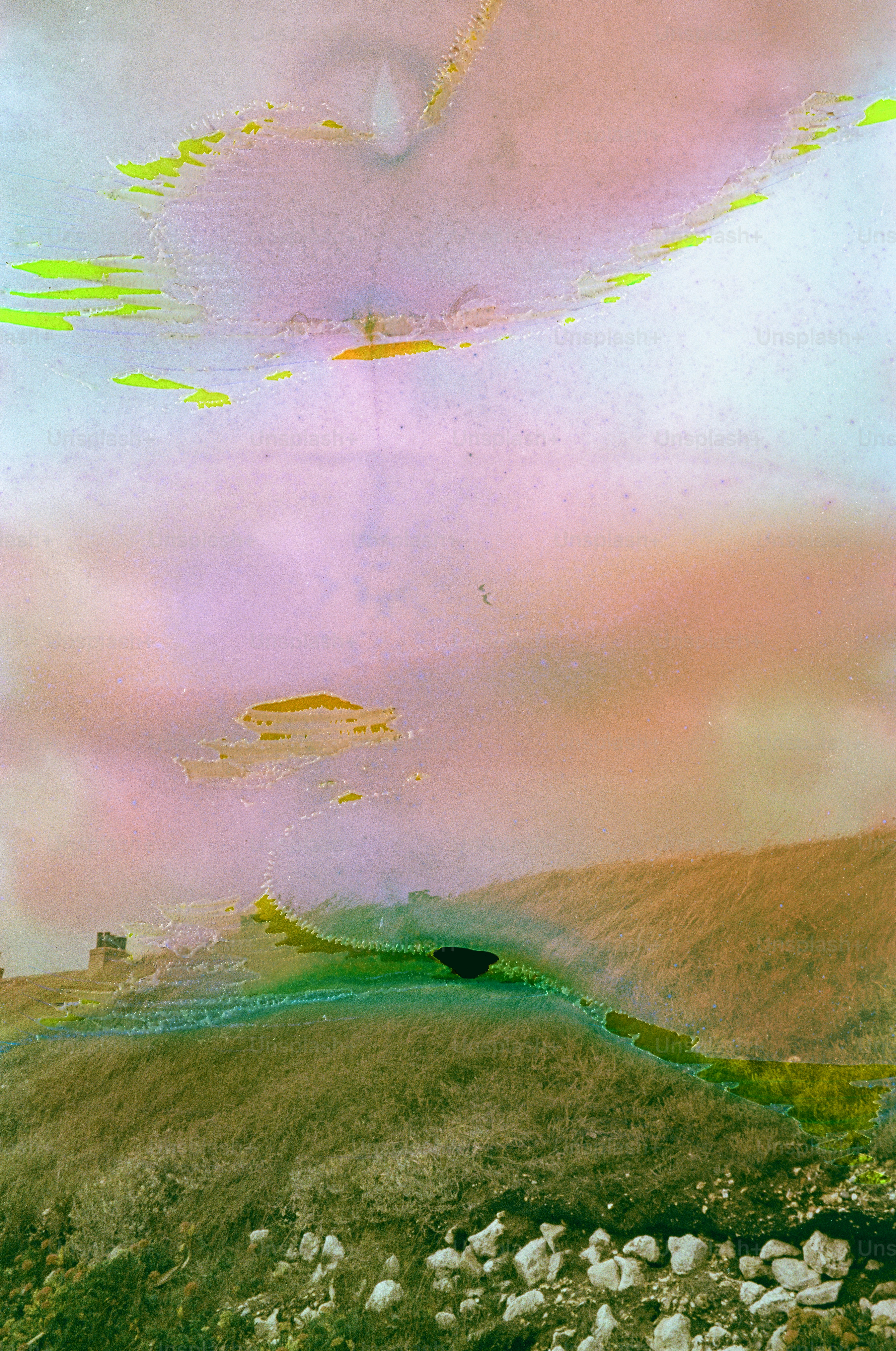 Abstract landscape with colorful sky and rolling hills photo – Abstract ...