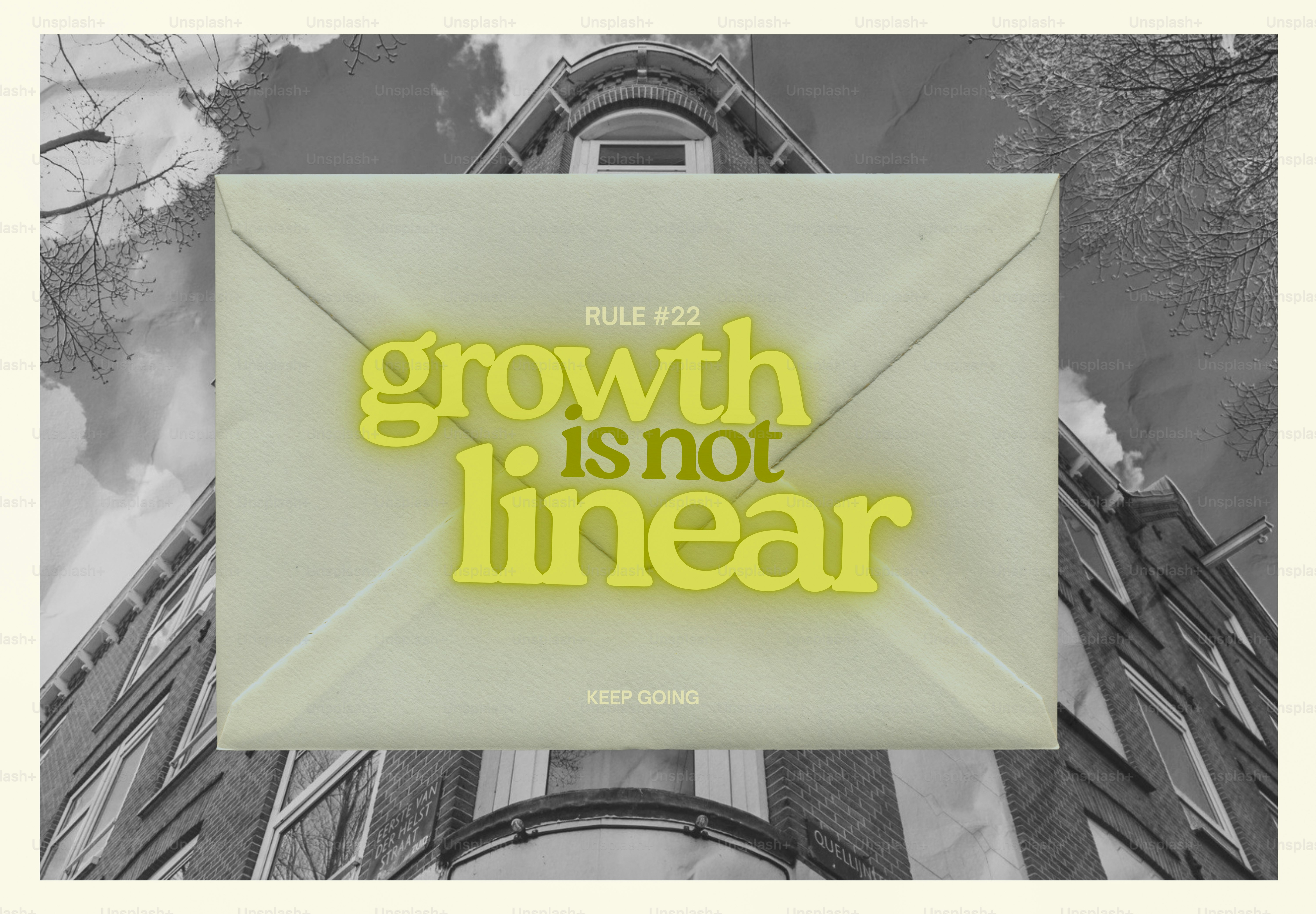 Envelope with text 'growth is not linear'