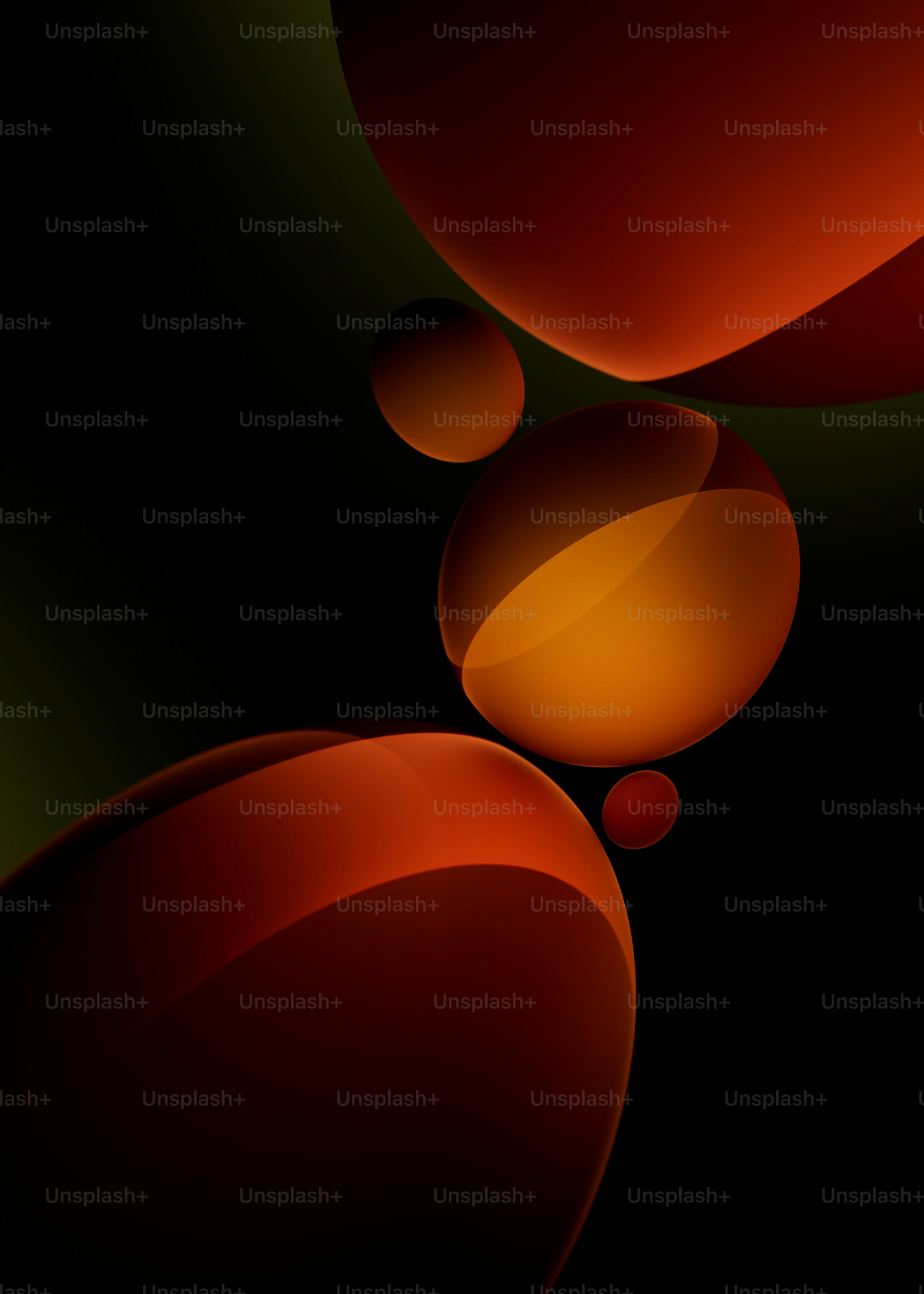 Sphères orange abstraites avec fond sombre