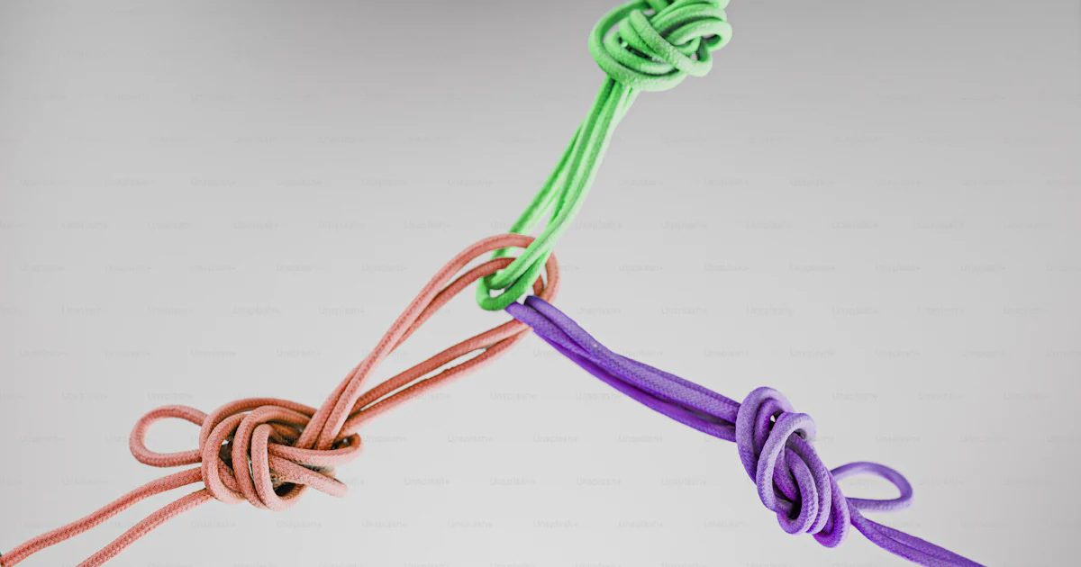 3 Rectangles With Rope Together Three colorful ropes tied together in a knot. photo – Abstract Image on ...