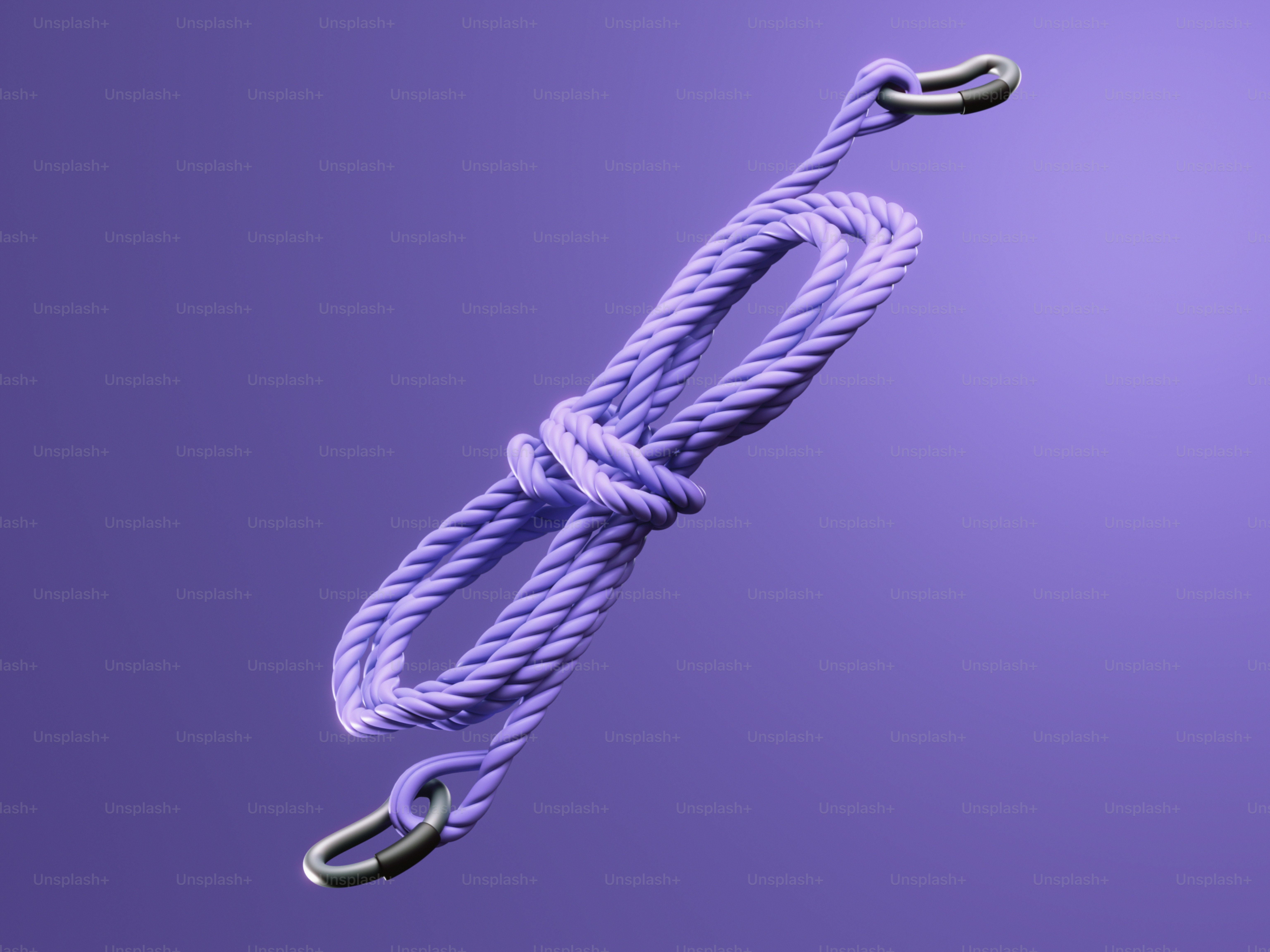 A purple rope with metal clasps on a purple background photo – 3d ...