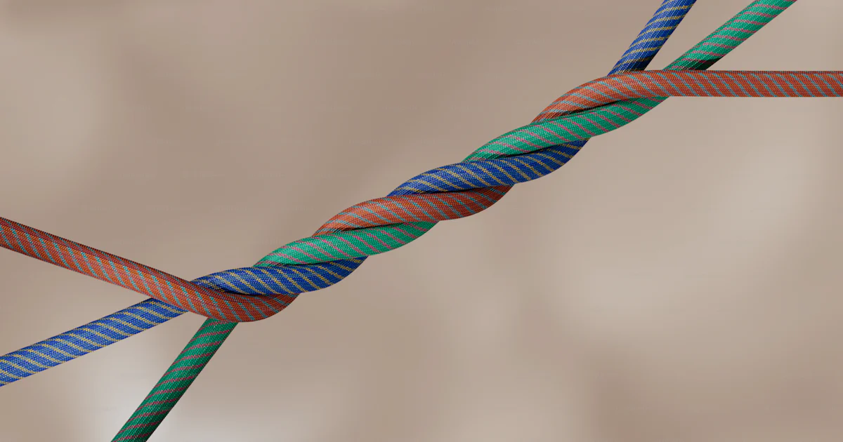 Twisting Rope Together Three colorful ropes twisted together in a knot photo – Texture Image ...