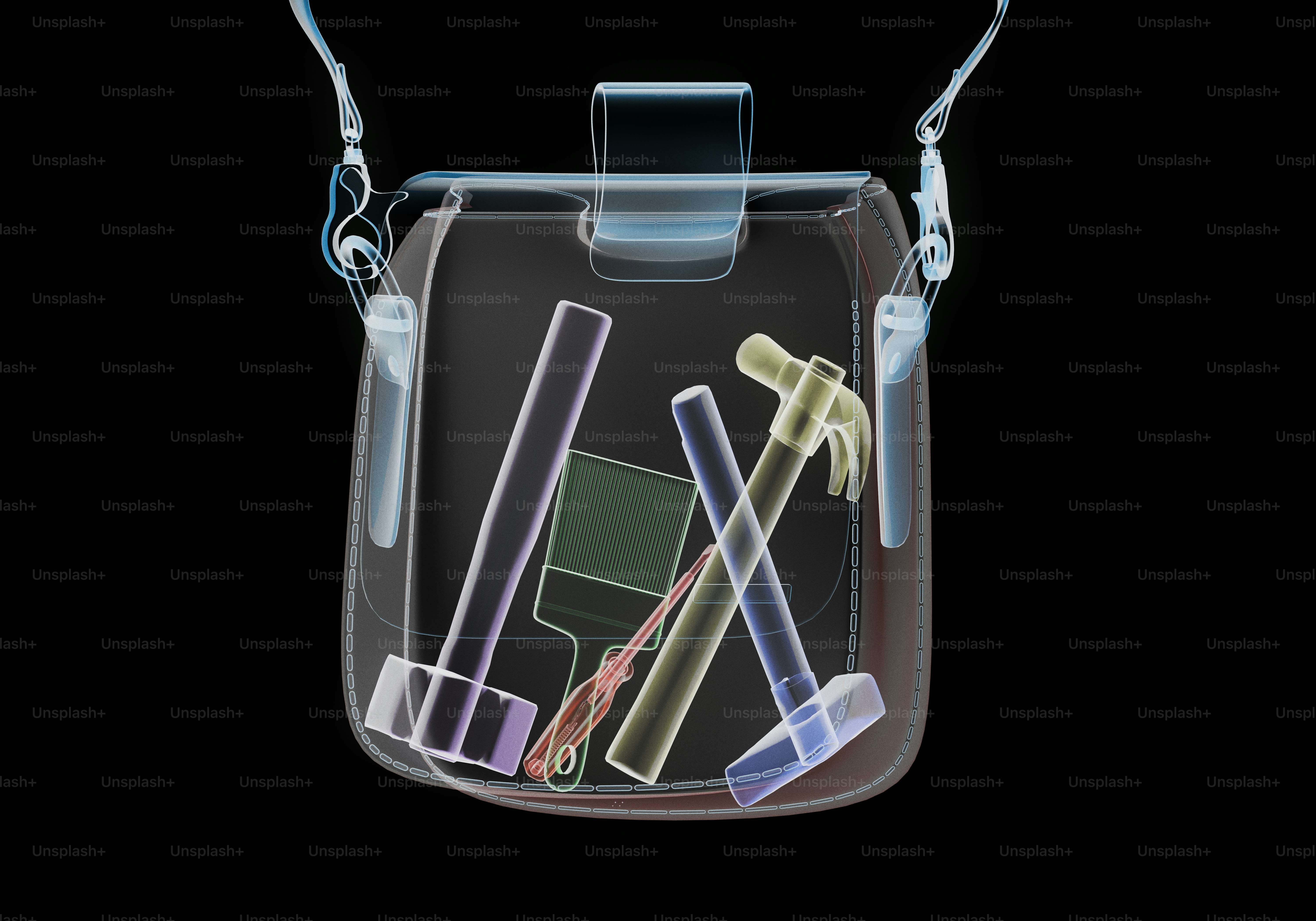 X-ray of tools inside a bag