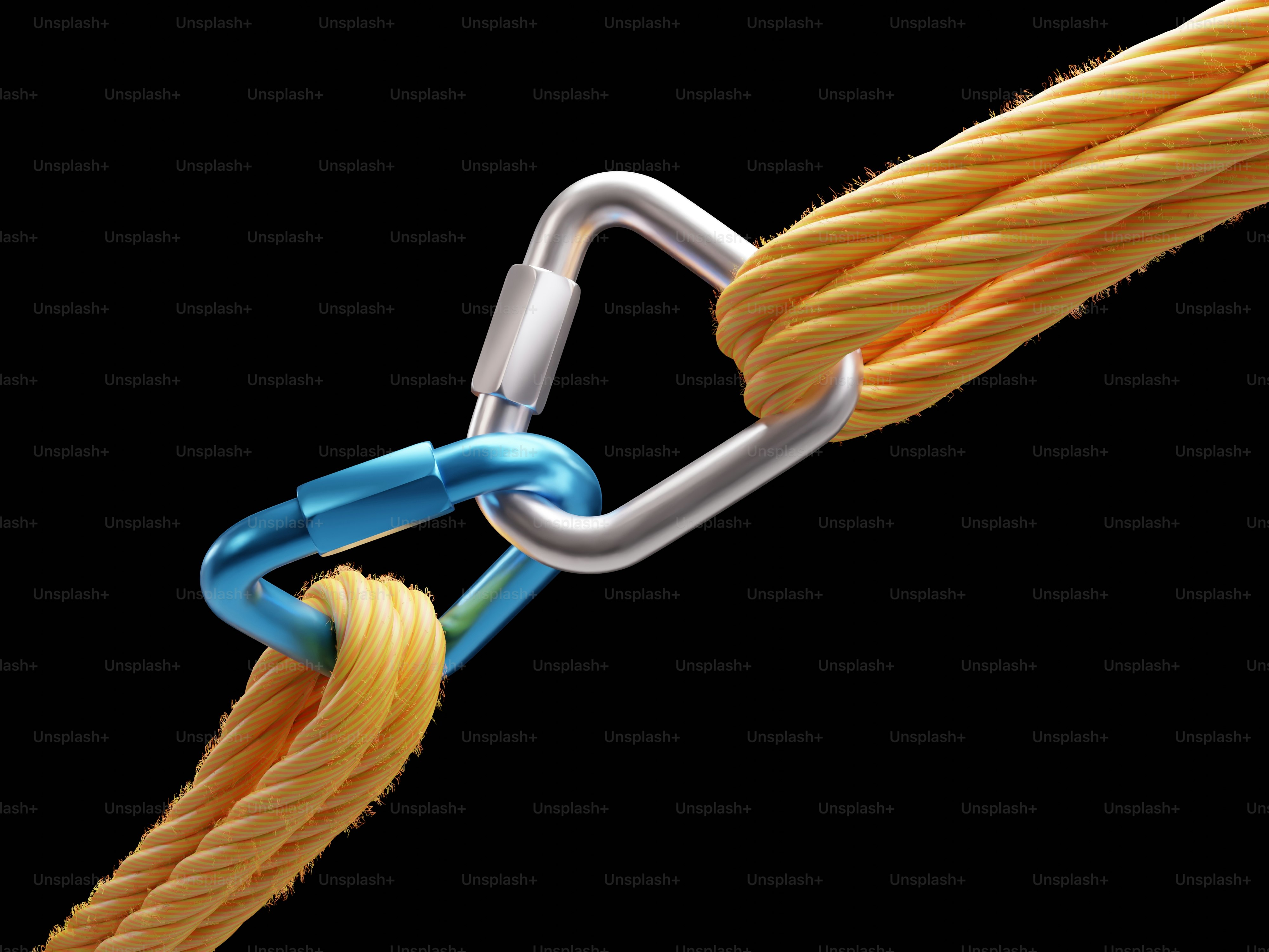 Two carabiners connect two yellow ropes photo – 3d render Image on Unsplash