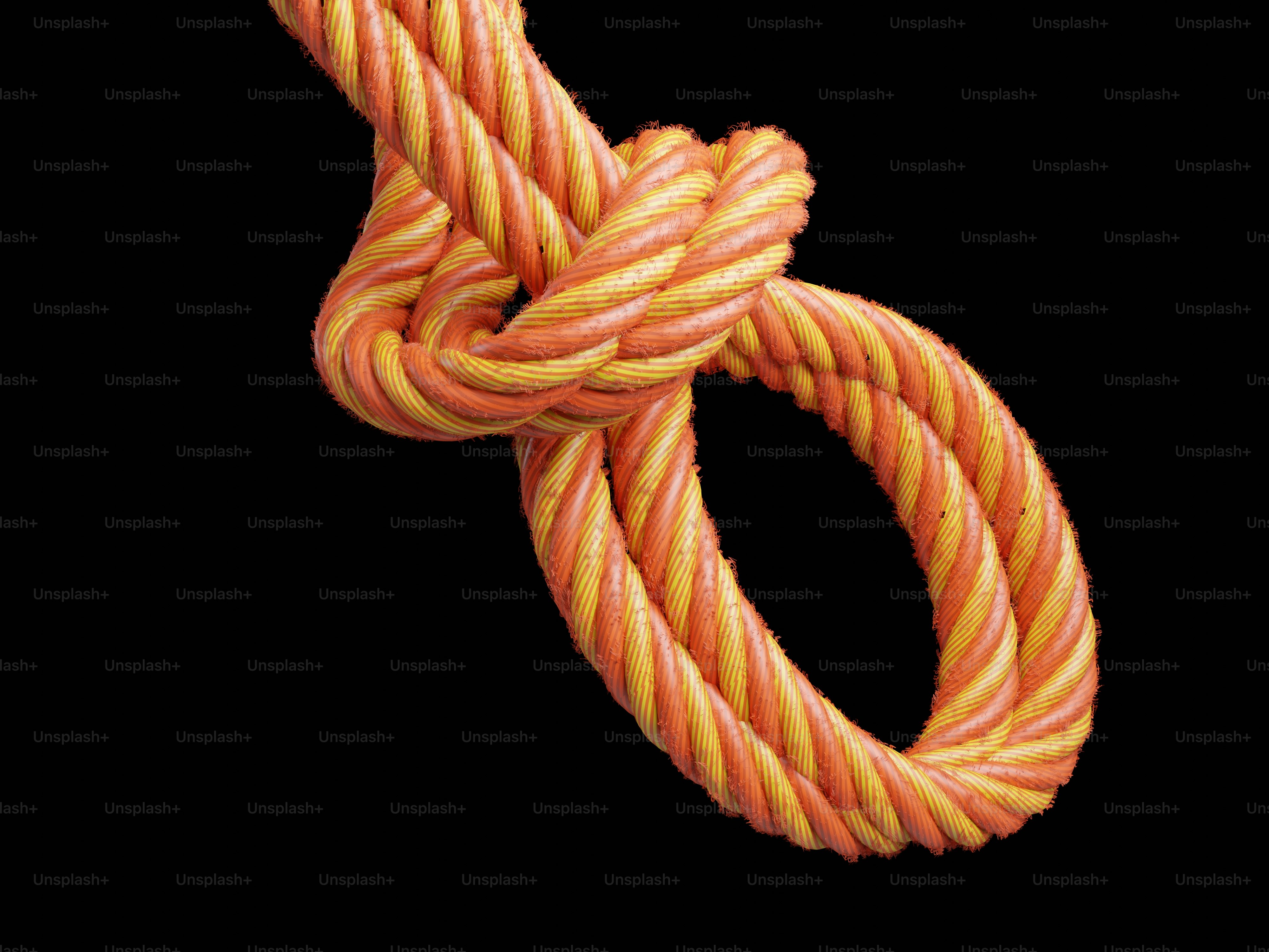 A thick, braided rope tied in a knot