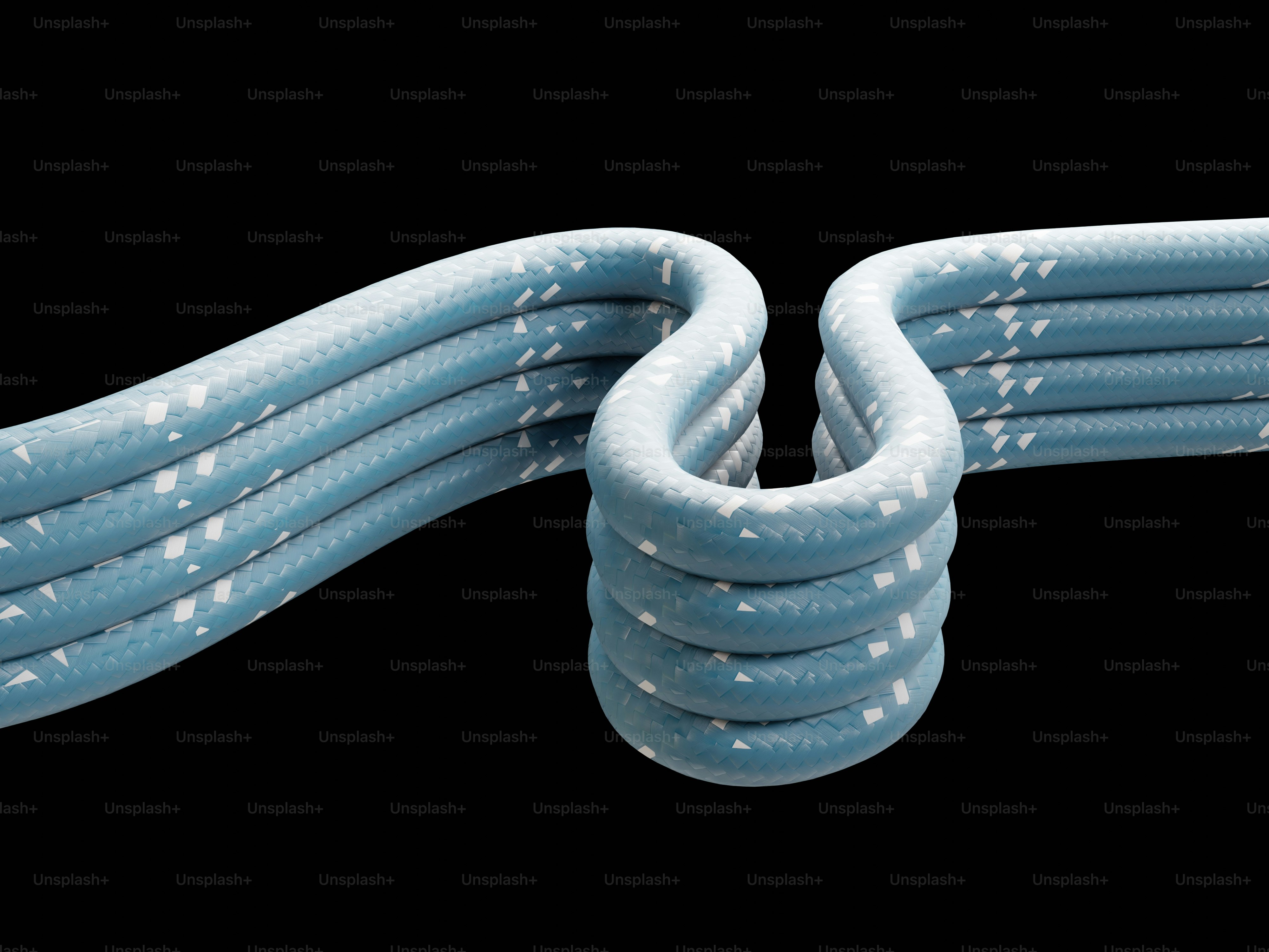 Blue ropes connected by a gold carabiner photo – 3d render Image on ...