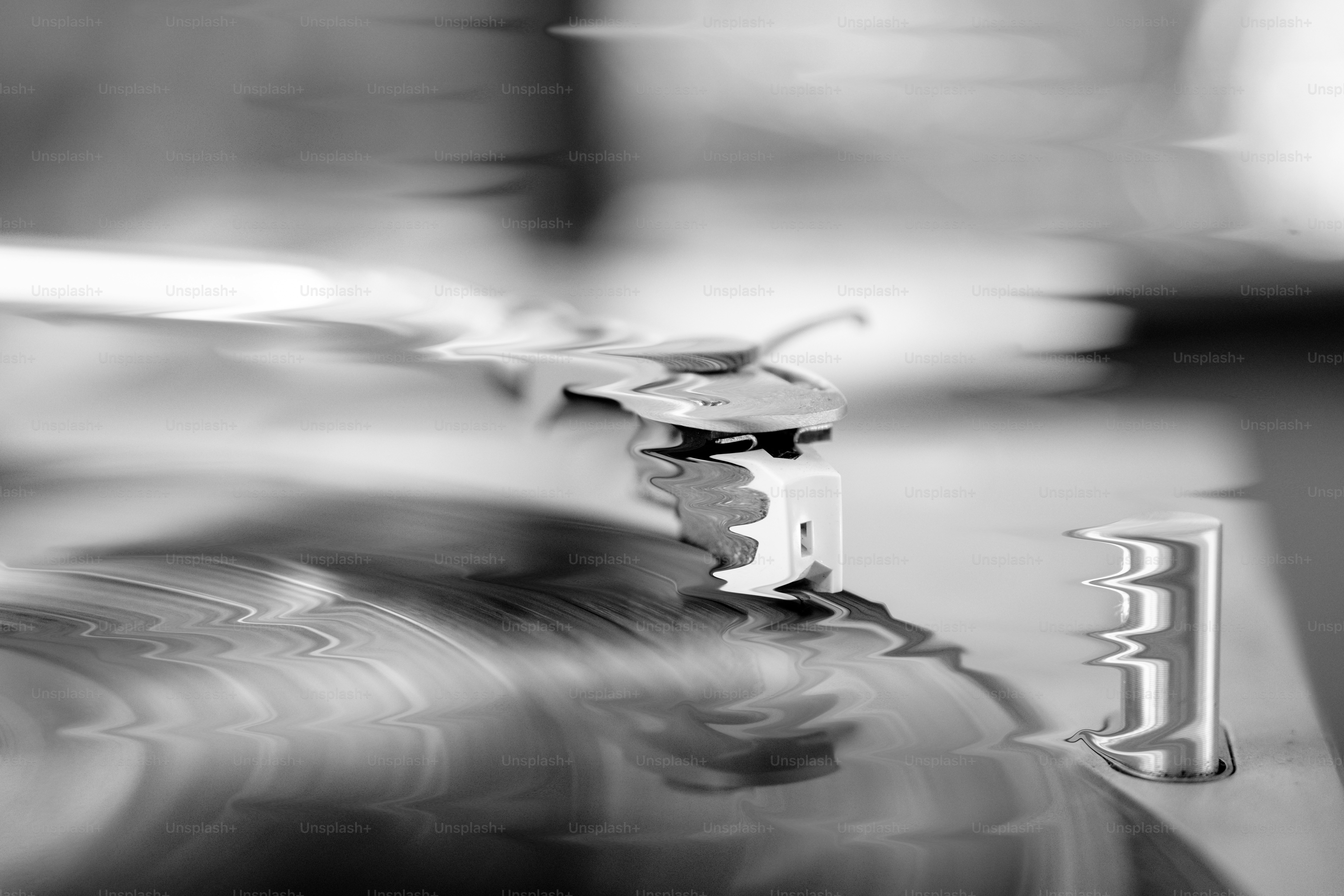 Close-up of a record player needle on vinyl.