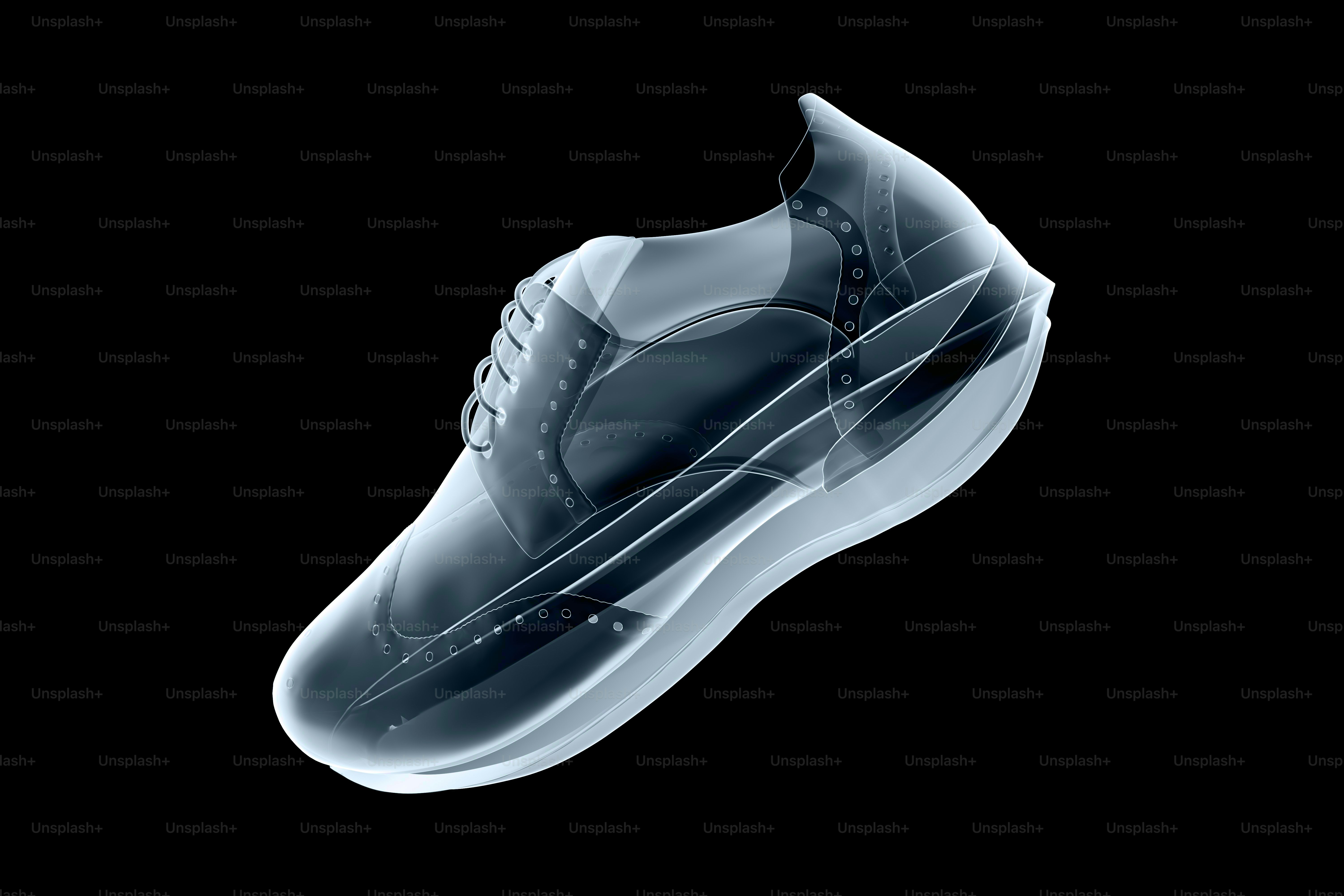 X-ray sepatu dengan latar belakang hitam