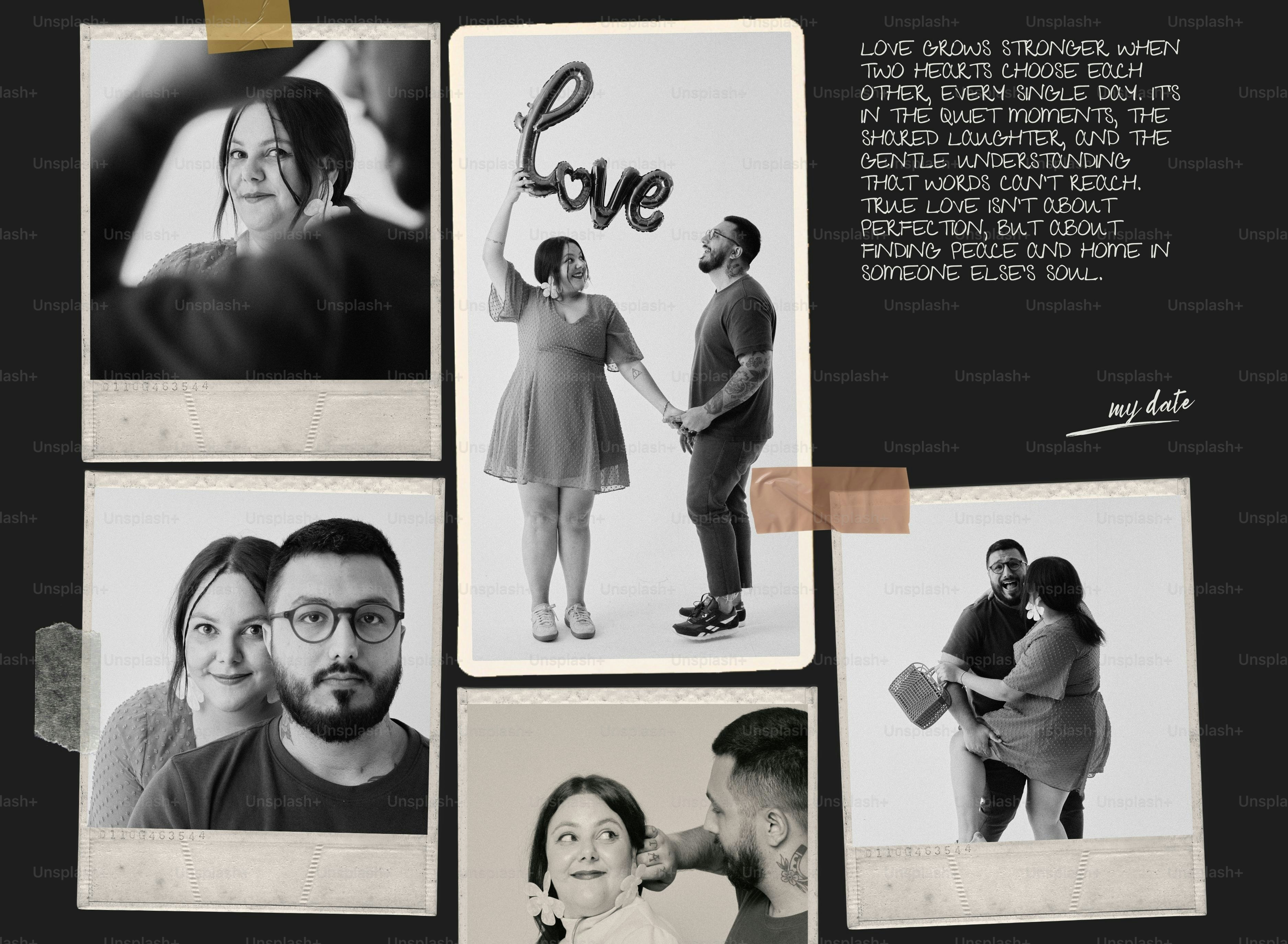 Couple holding "love" balloon and hands.