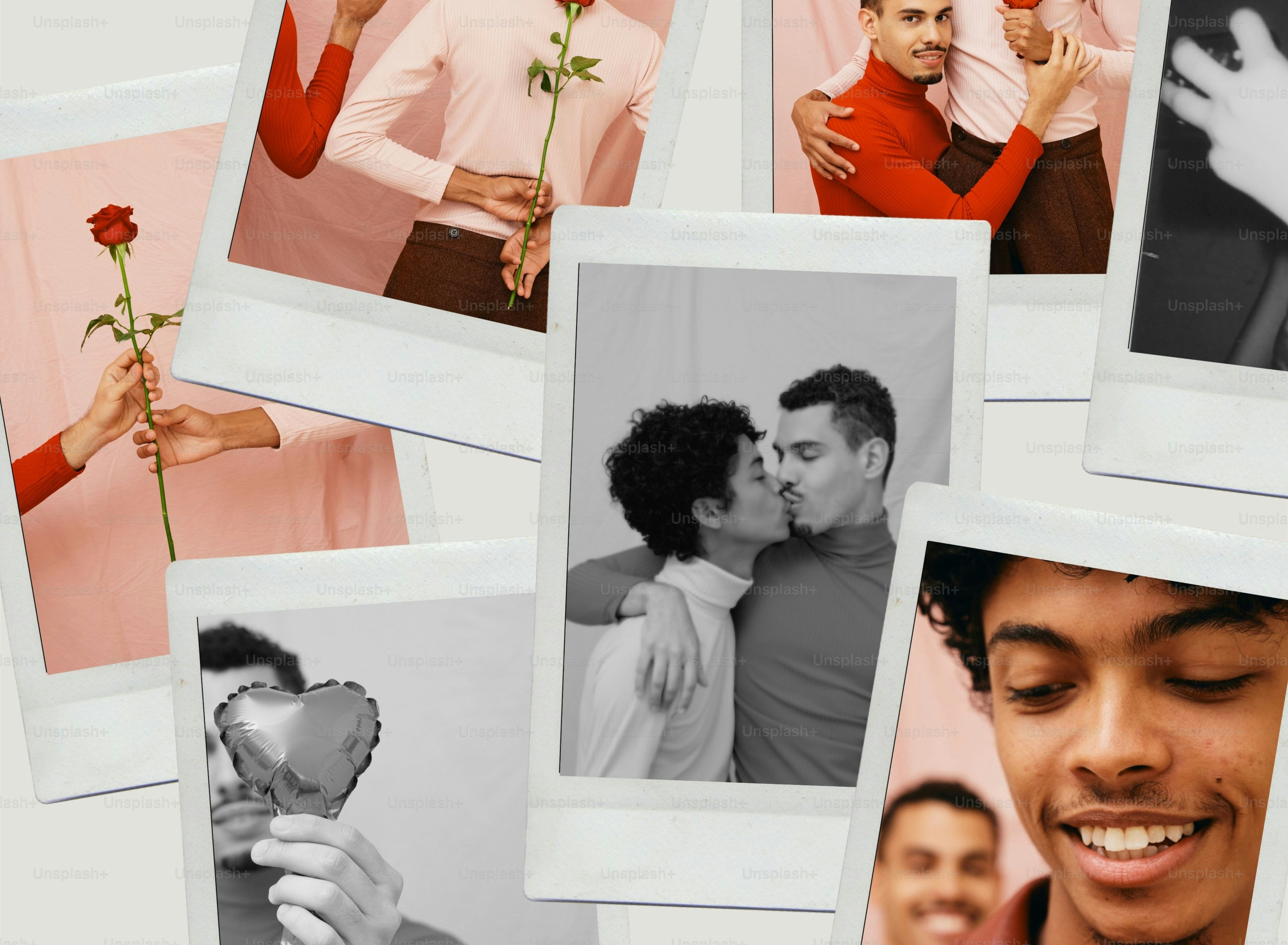 커플의 폴라로이드 스타일 사진 콜라주