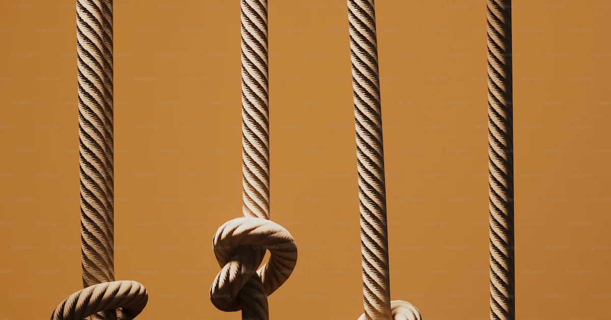 4 Ropes Knot Four ropes with different knots against orange background photo ...