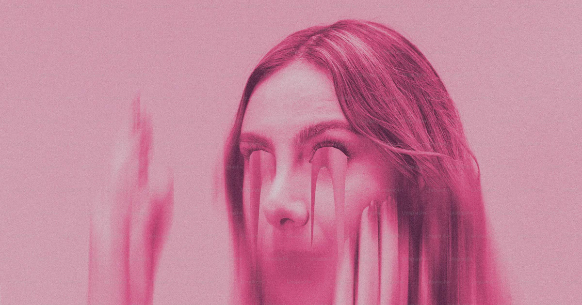 Pink Distorted Portrait Distorted pink portrait of a young woman photo – Mental health Image on ...