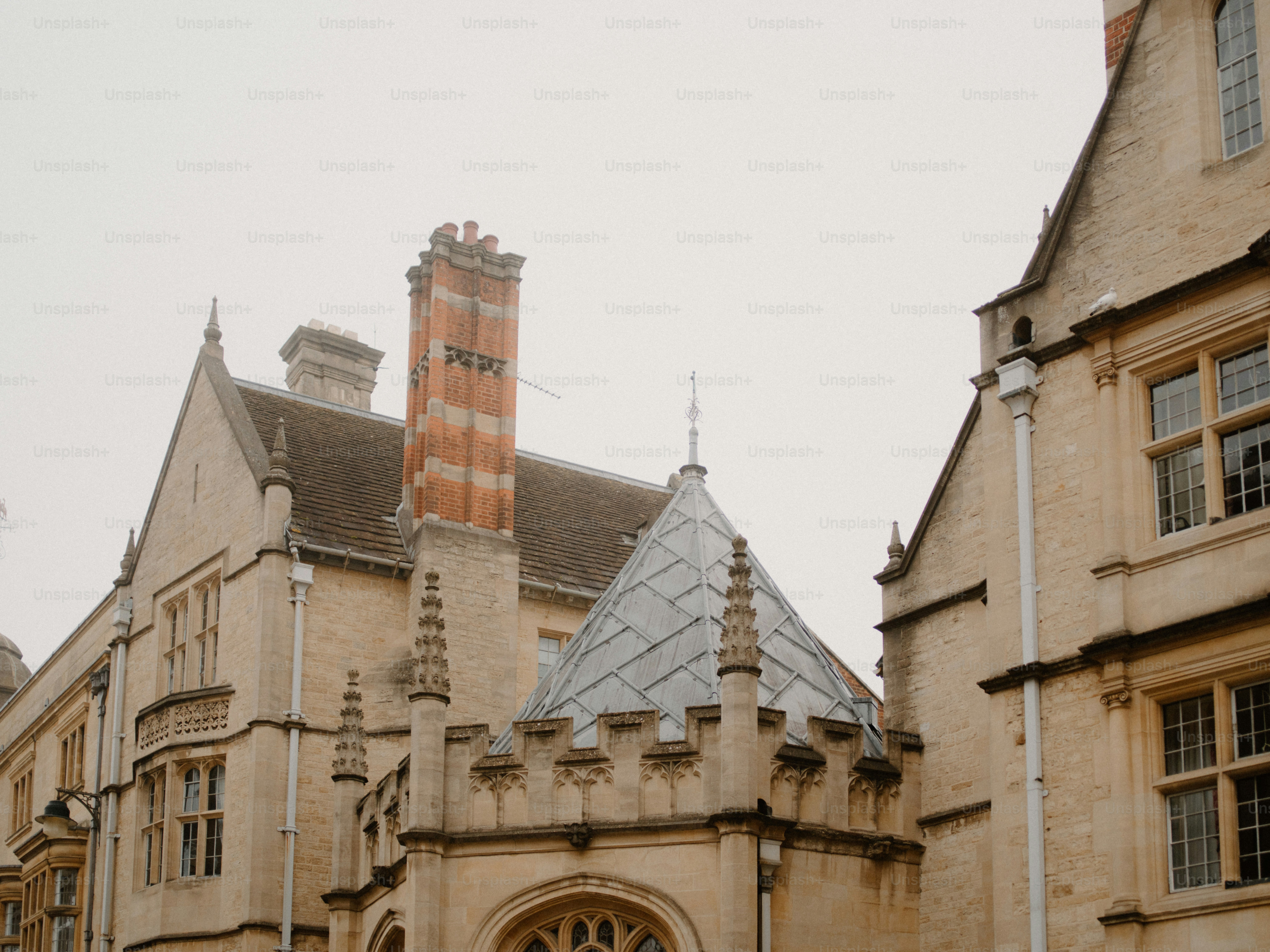 Old stone buildings with ornate architectural details