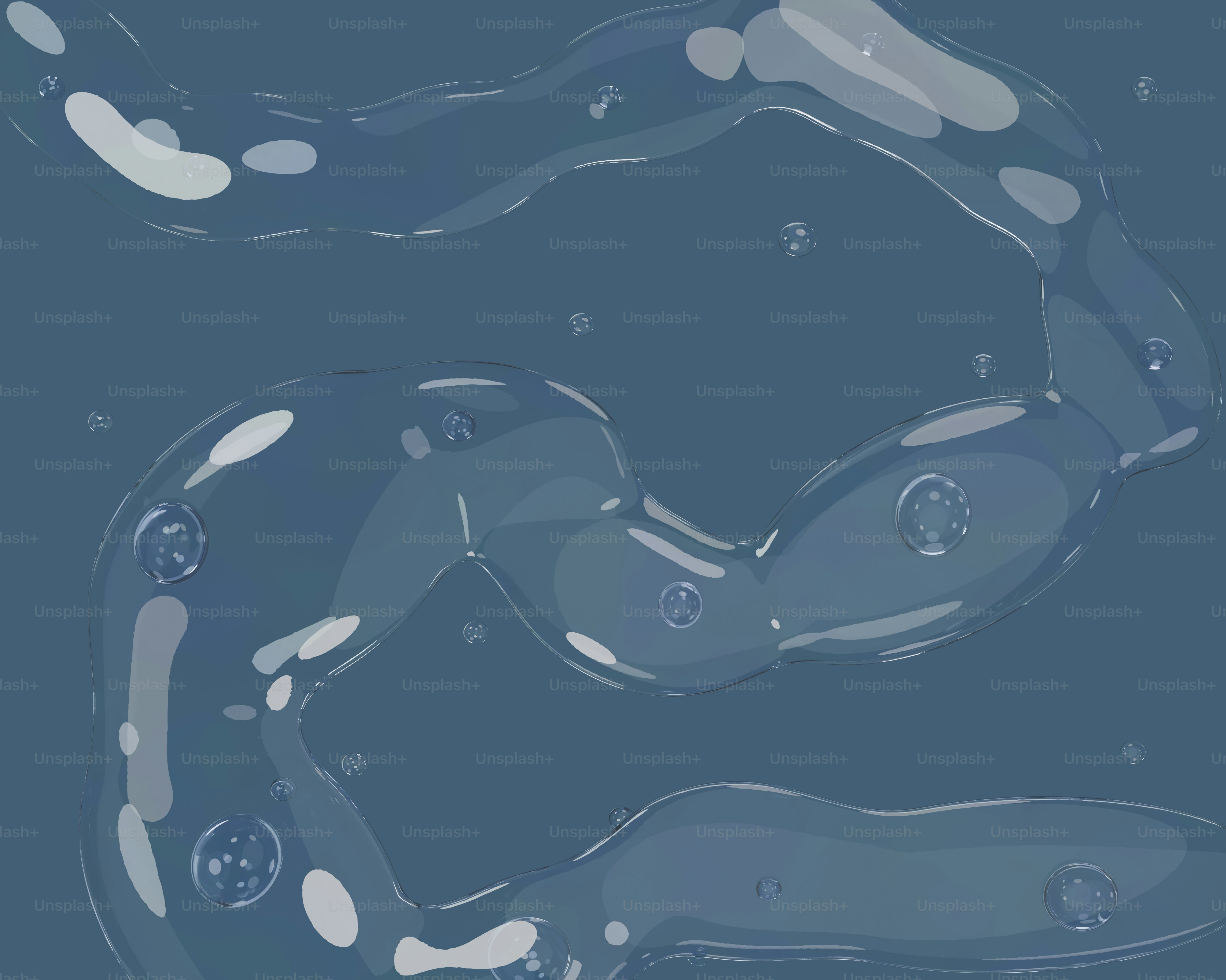 Abstract blue oval shapes with reflections on light blue background ...