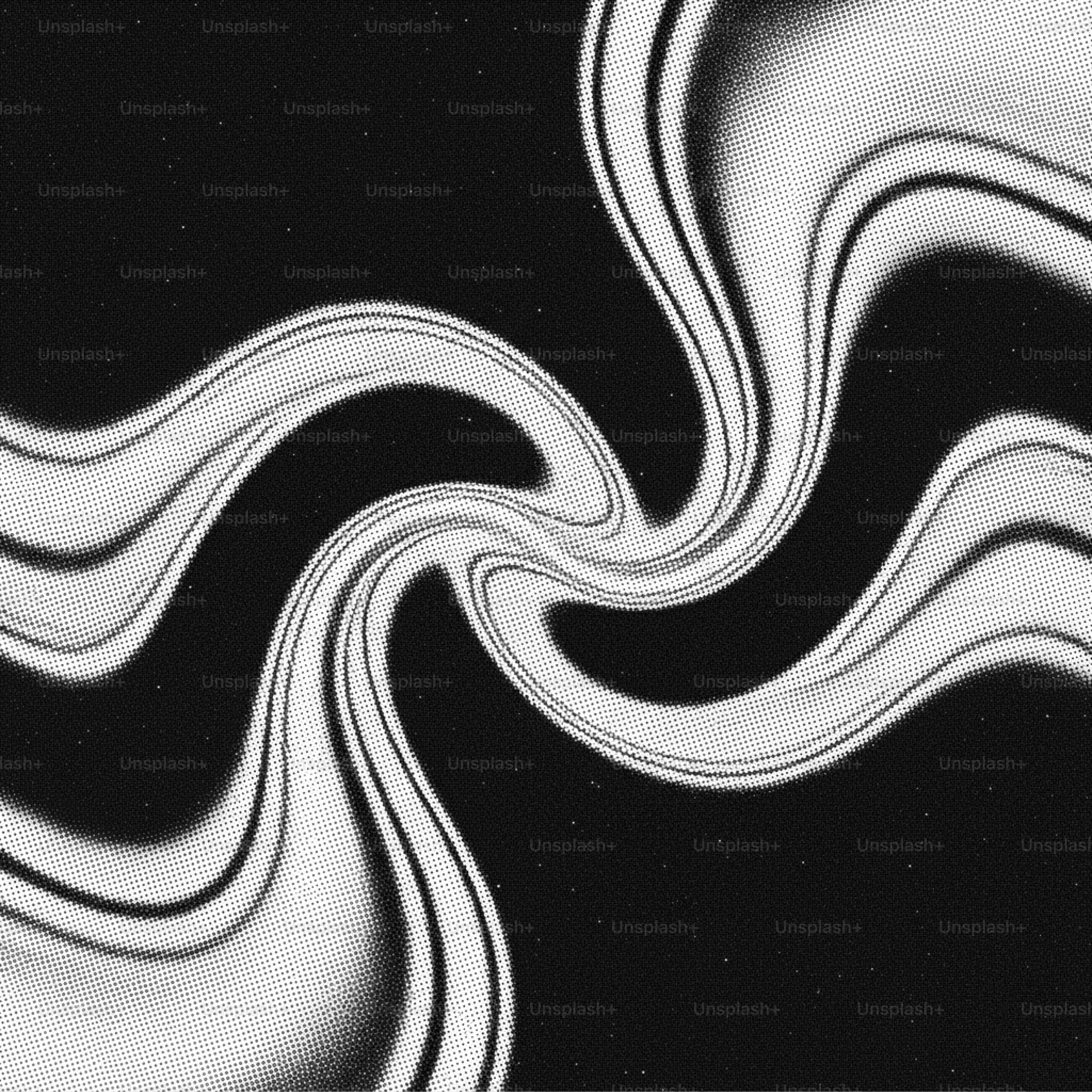 Padrão de redemoinho preto e branco abstrato com fundo estrelado