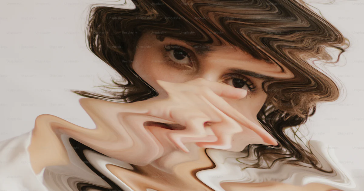 Distorted Face Photo Reference Distorted face of a person with wavy effect. photo – Digital art Image ...