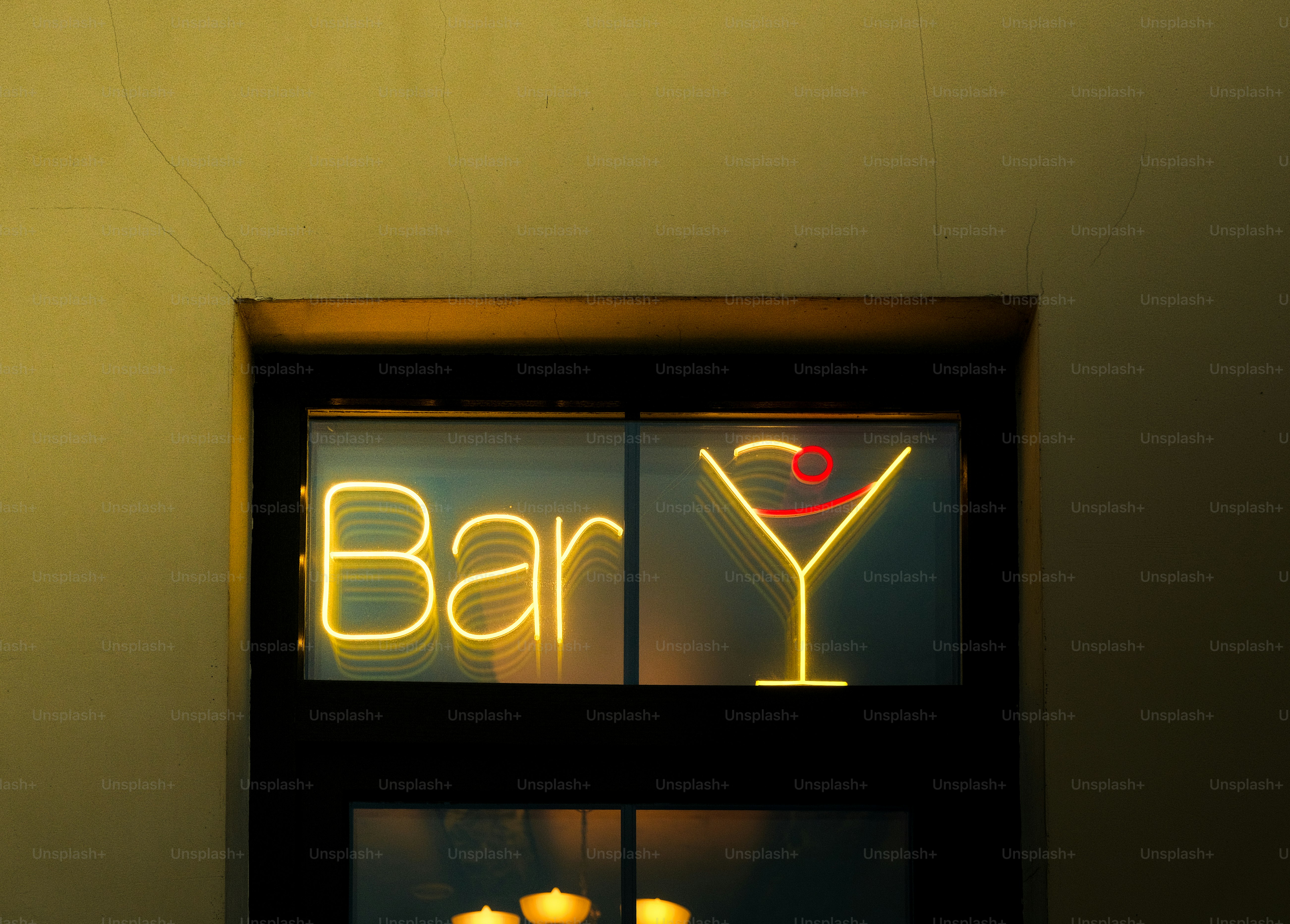 Neon bar sign with martini glass