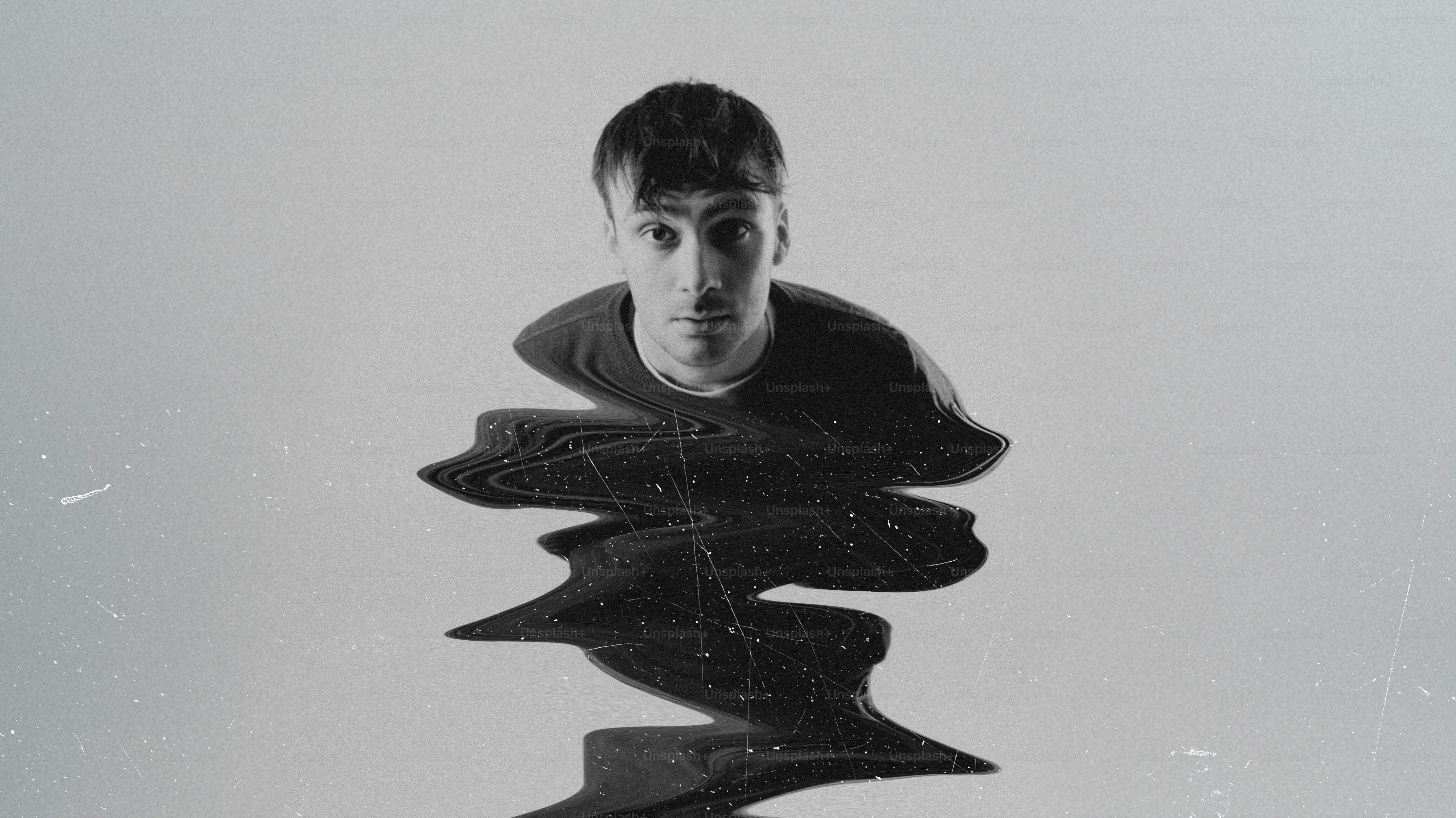 A man's face reflected in a distorted surface. photo – Abstract Image ...