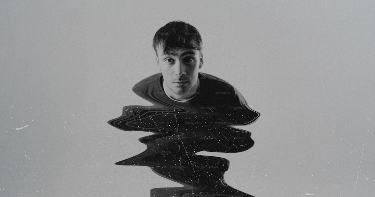 Men Sign Distorted A man's face reflected in a distorted surface. photo – Abstract Image ...