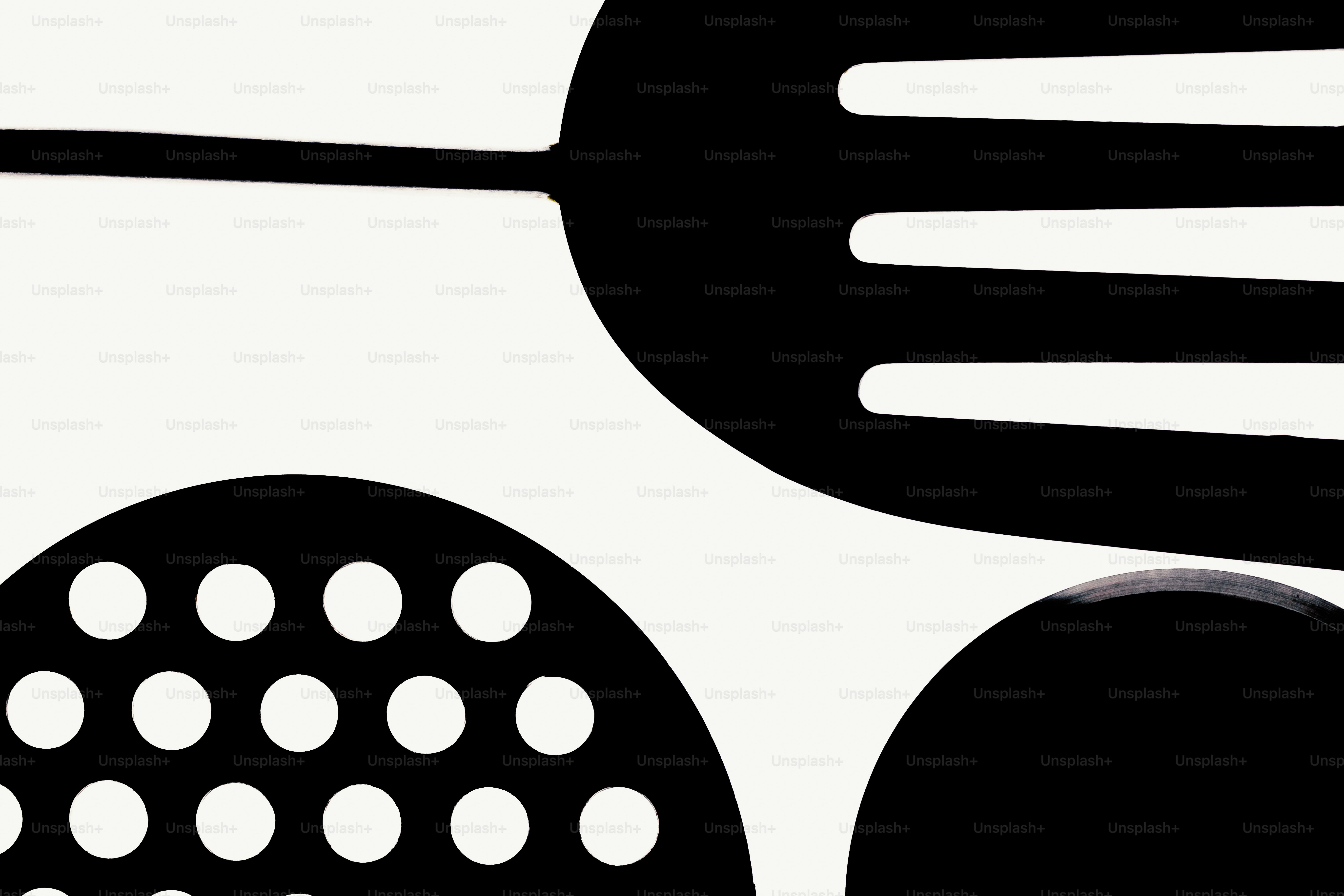 Black and white abstract pattern with circles and lines