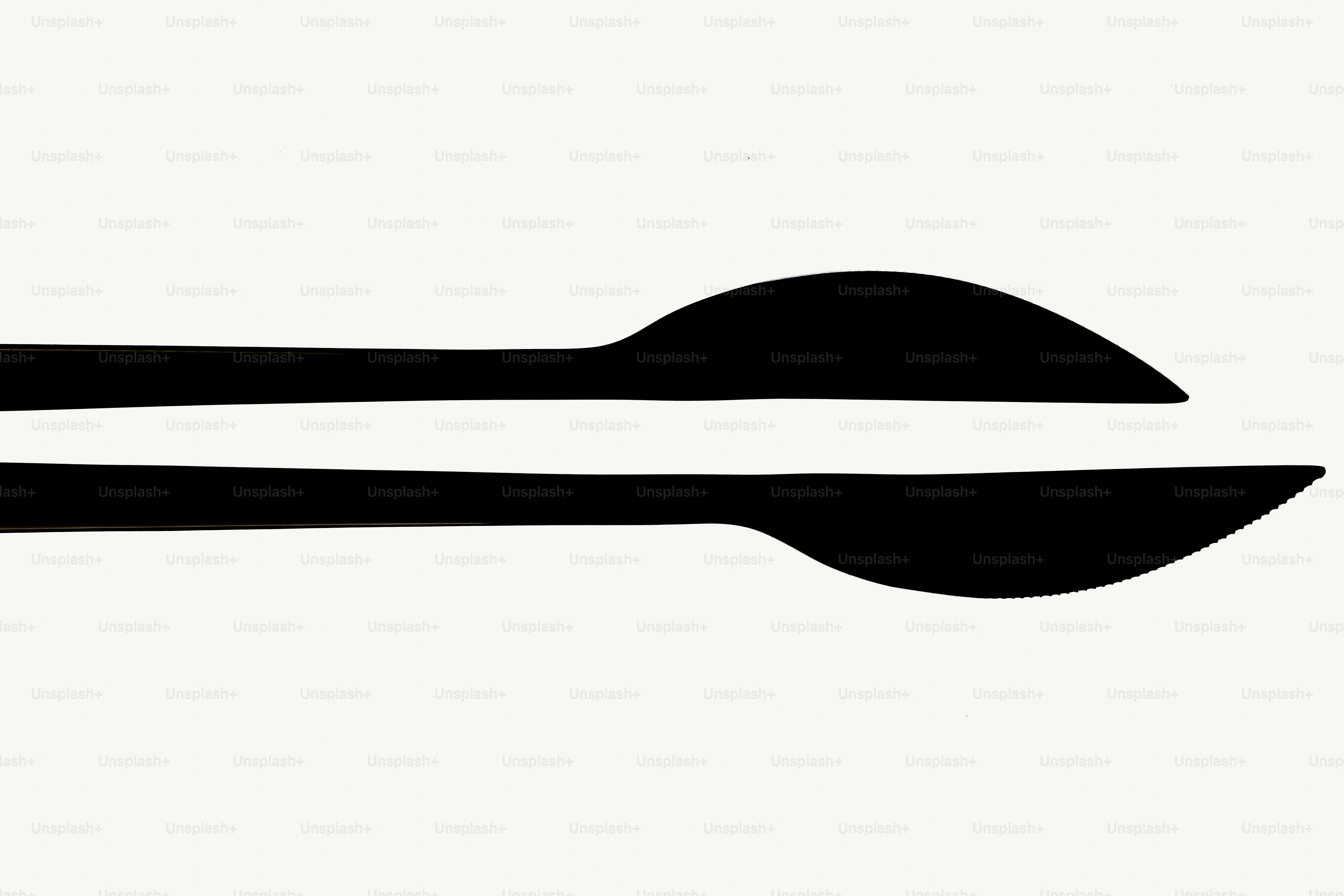 Two black spoons facing each other